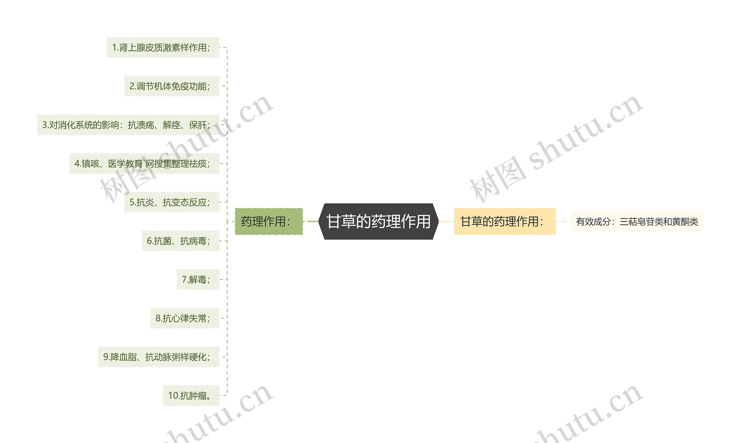 甘草的药理作用思维导图