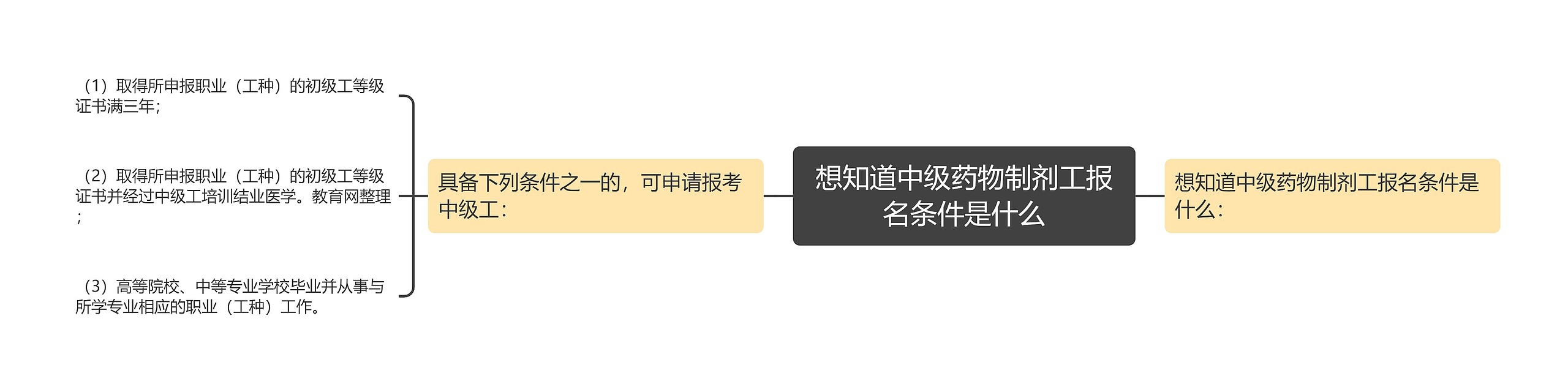 想知道中级药物制剂工报名条件是什么思维导图