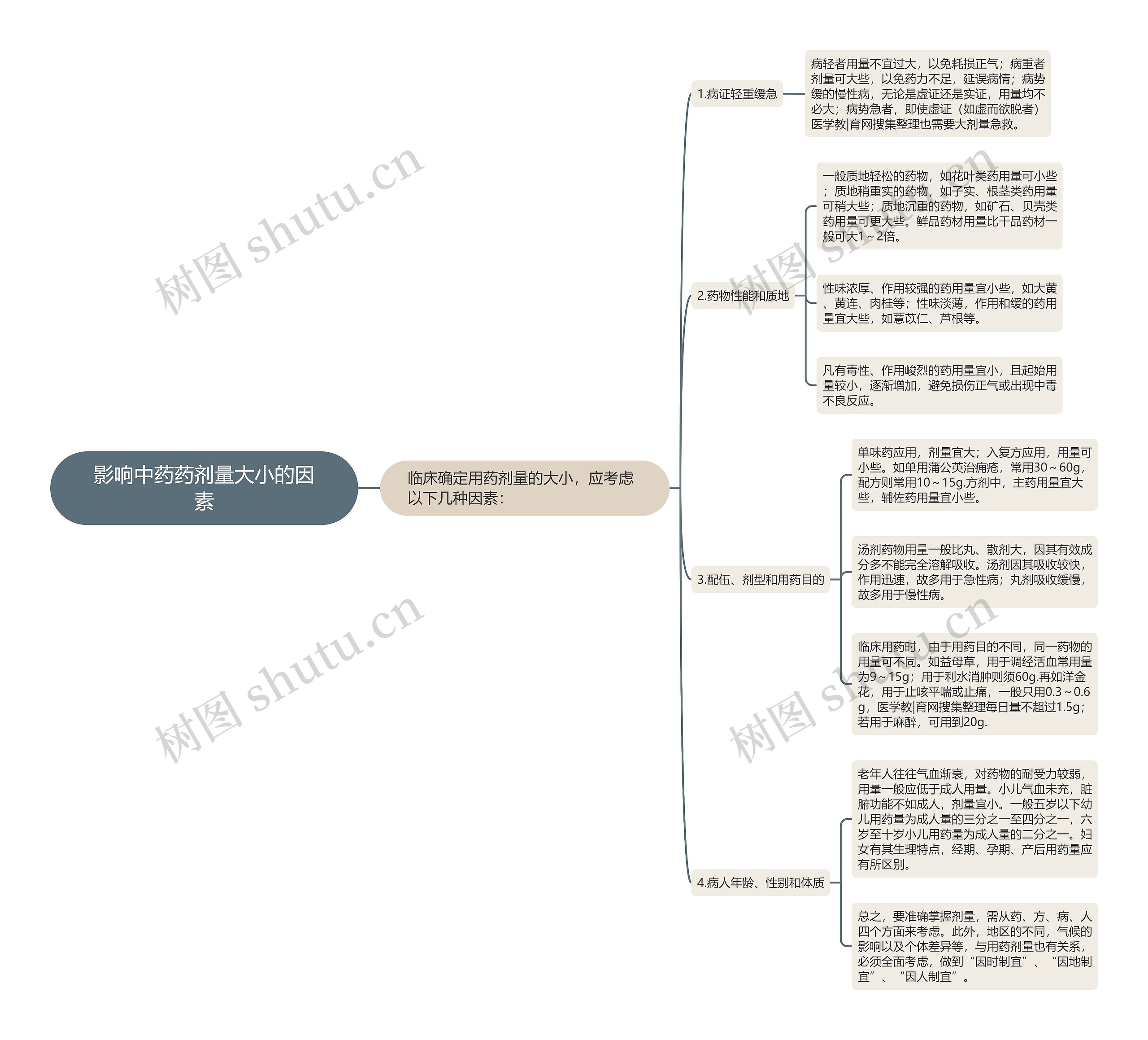 影响中药药剂量大小的因素思维导图