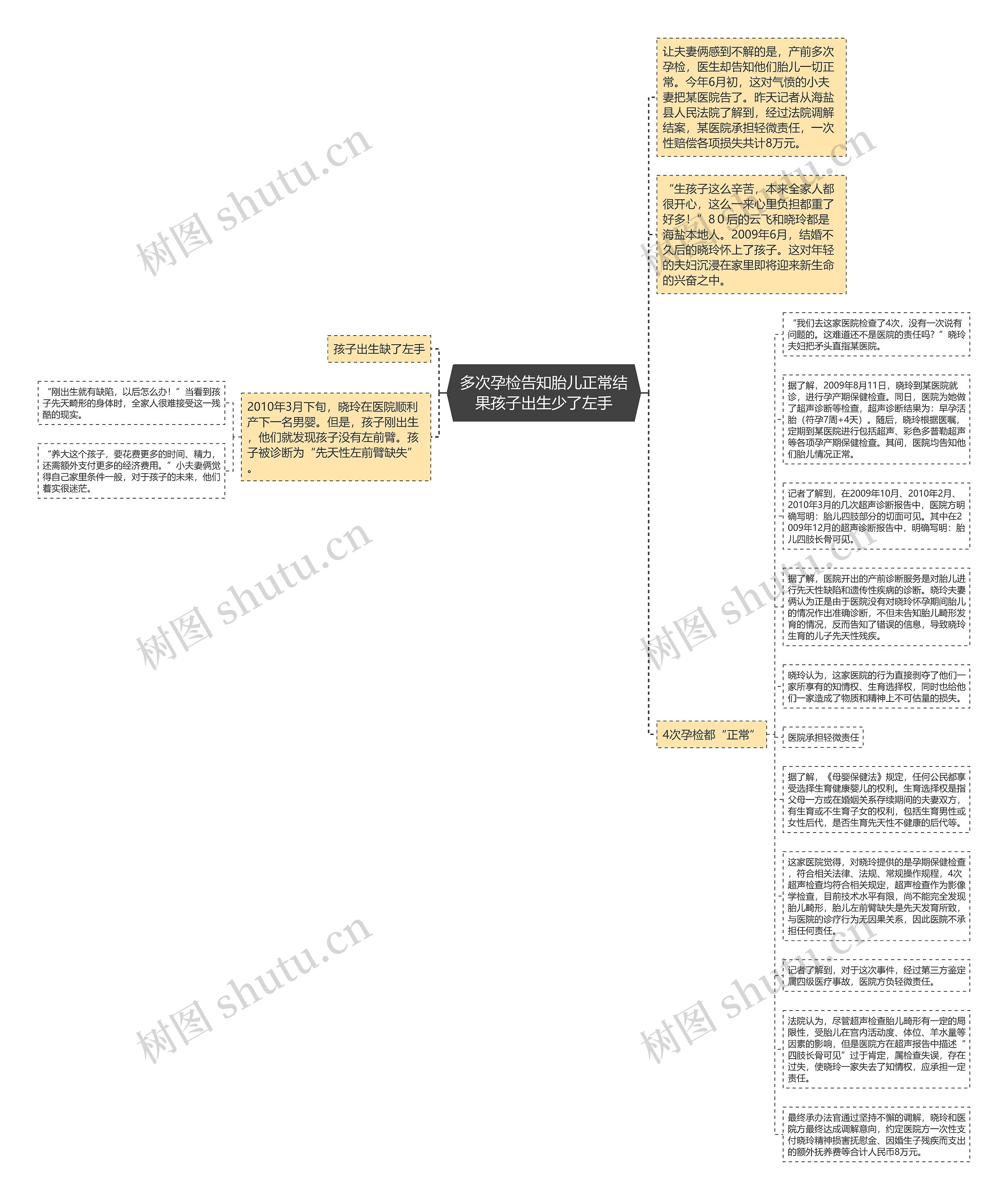 多次孕检告知胎儿正常结果孩子出生少了左手思维导图