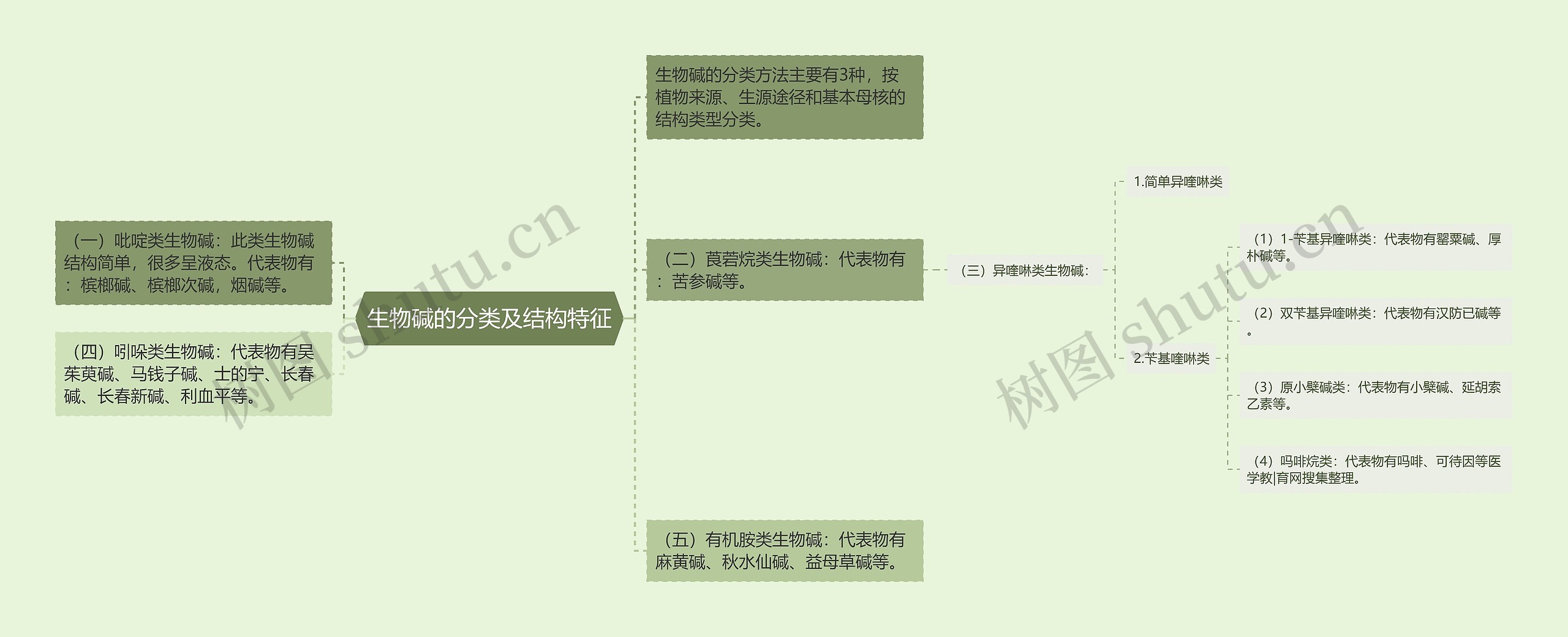 生物碱的分类及结构特征思维导图