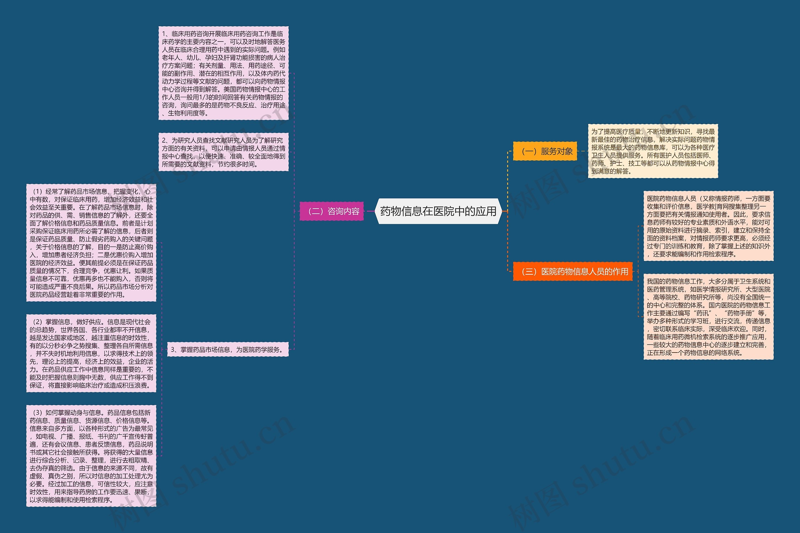 药物信息在医院中的应用思维导图