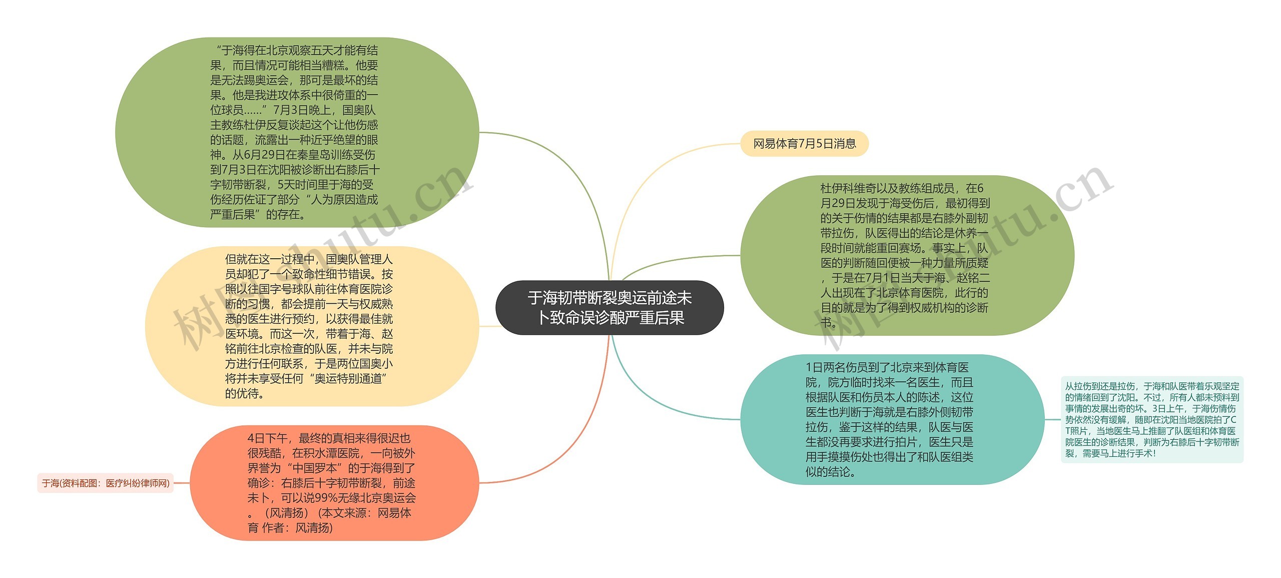 于海韧带断裂奥运前途未卜致命误诊酿严重后果思维导图