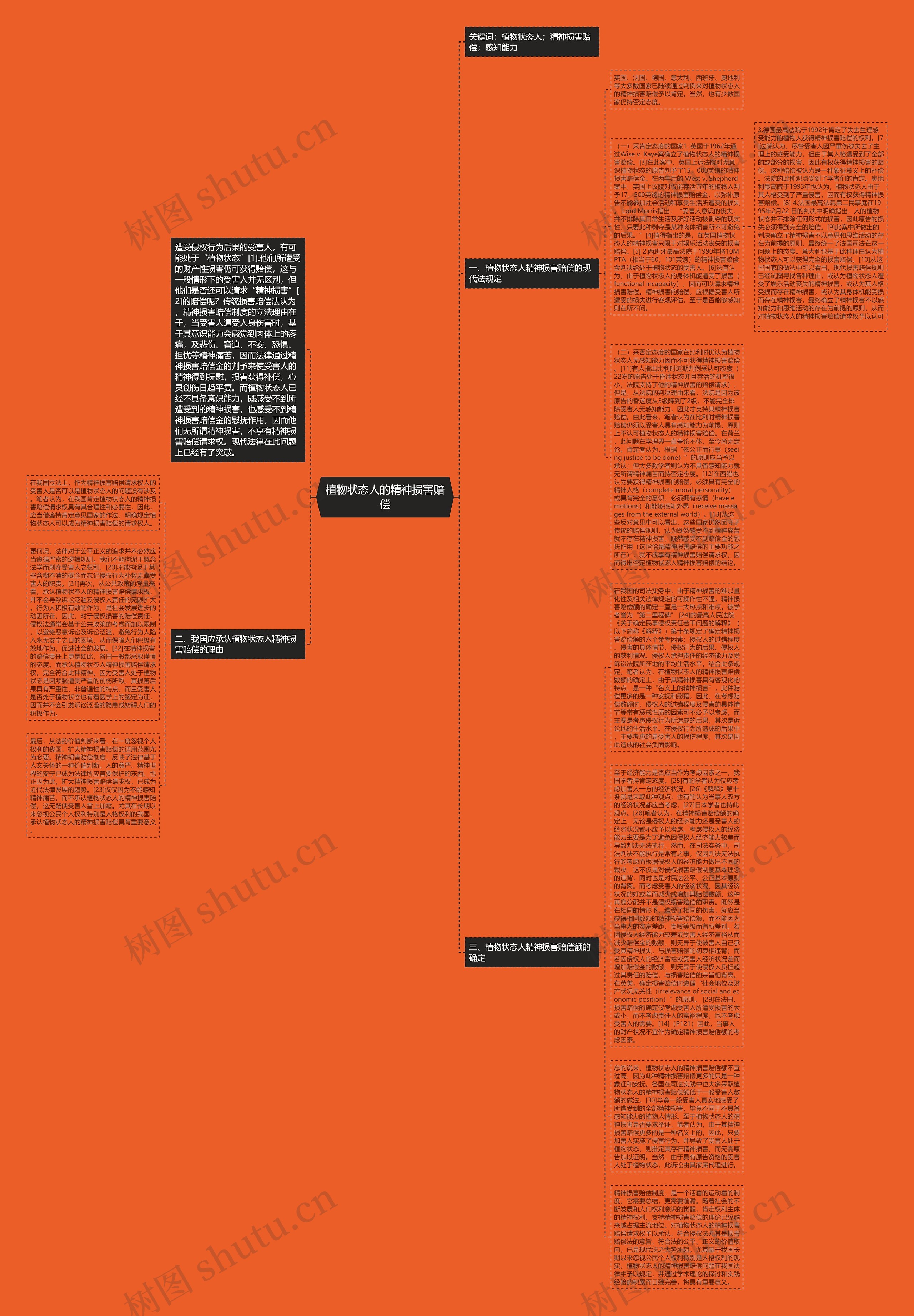 植物状态人的精神损害赔偿思维导图
