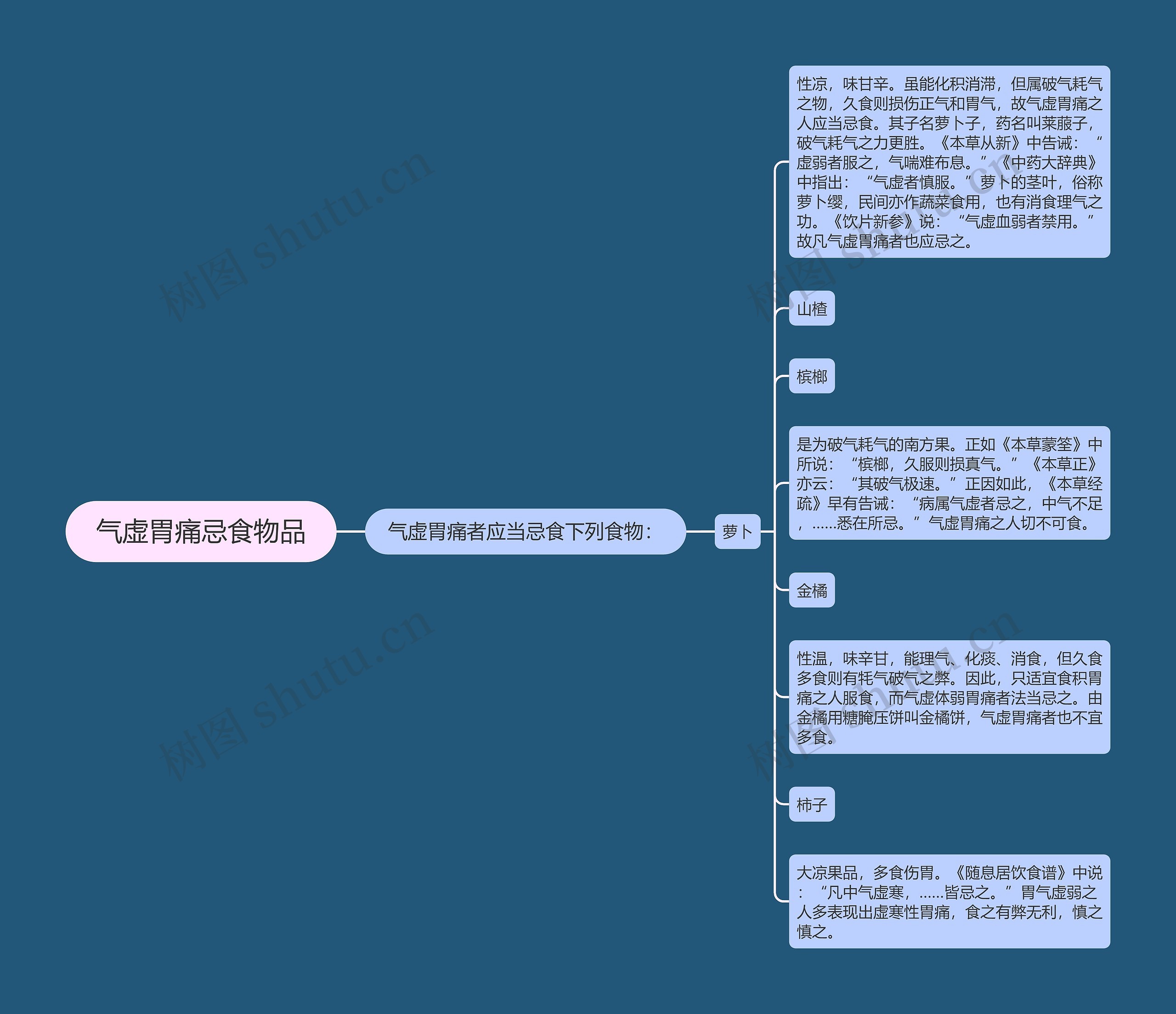 气虚胃痛忌食物品思维导图