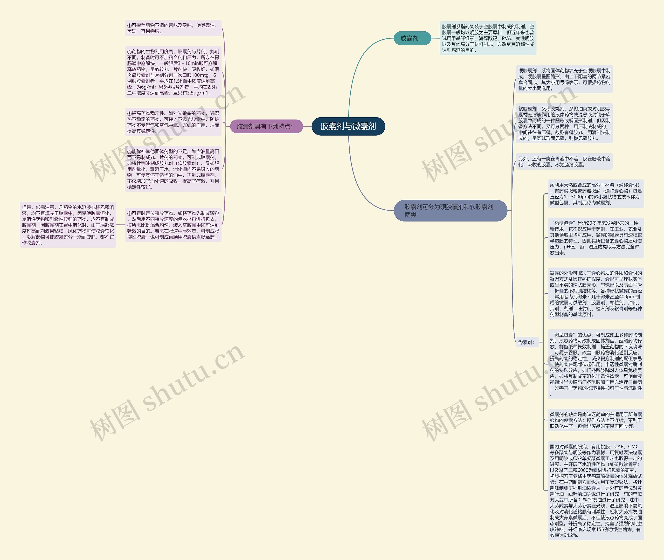 胶囊剂与微囊剂思维导图
