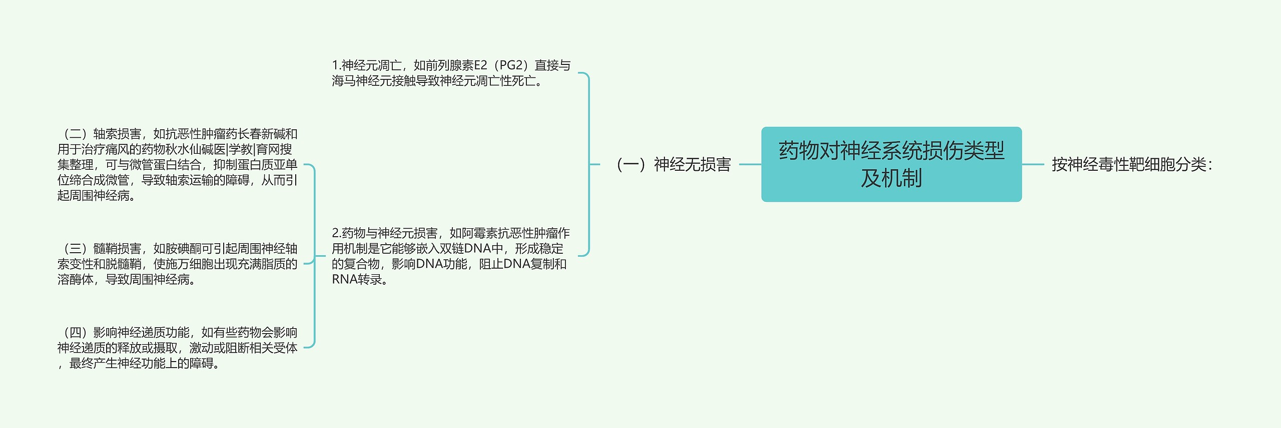 药物对神经系统损伤类型及机制思维导图