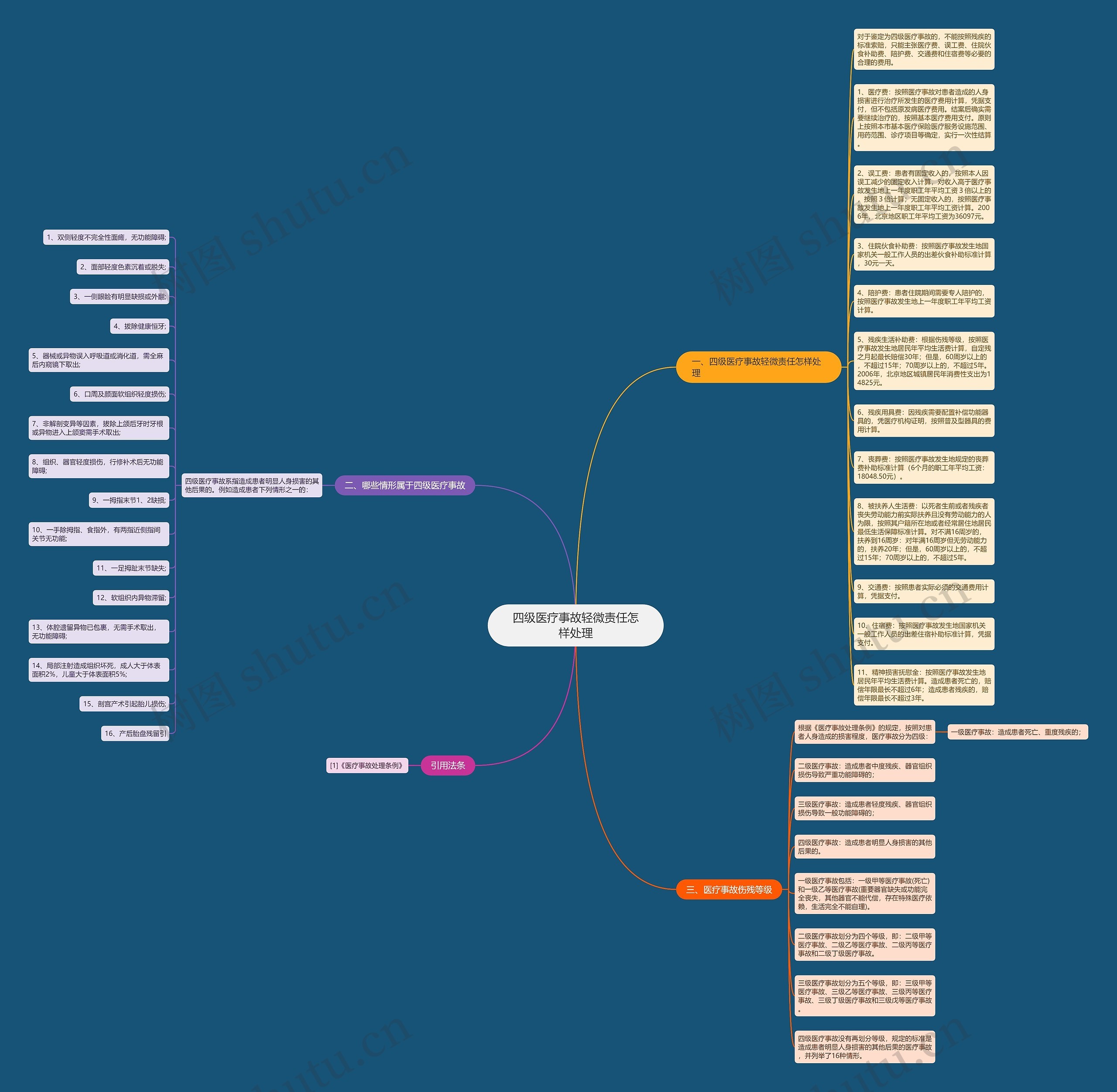 四级医疗事故轻微责任怎样处理思维导图