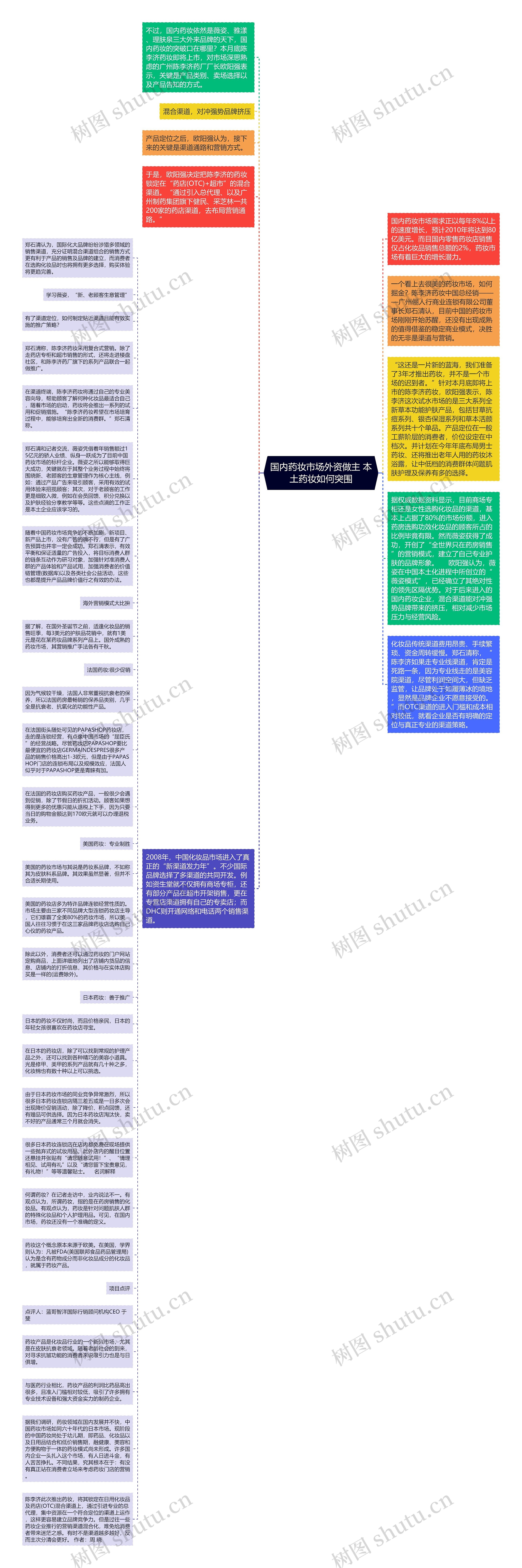 国内药妆市场外资做主 本土药妆如何突围思维导图