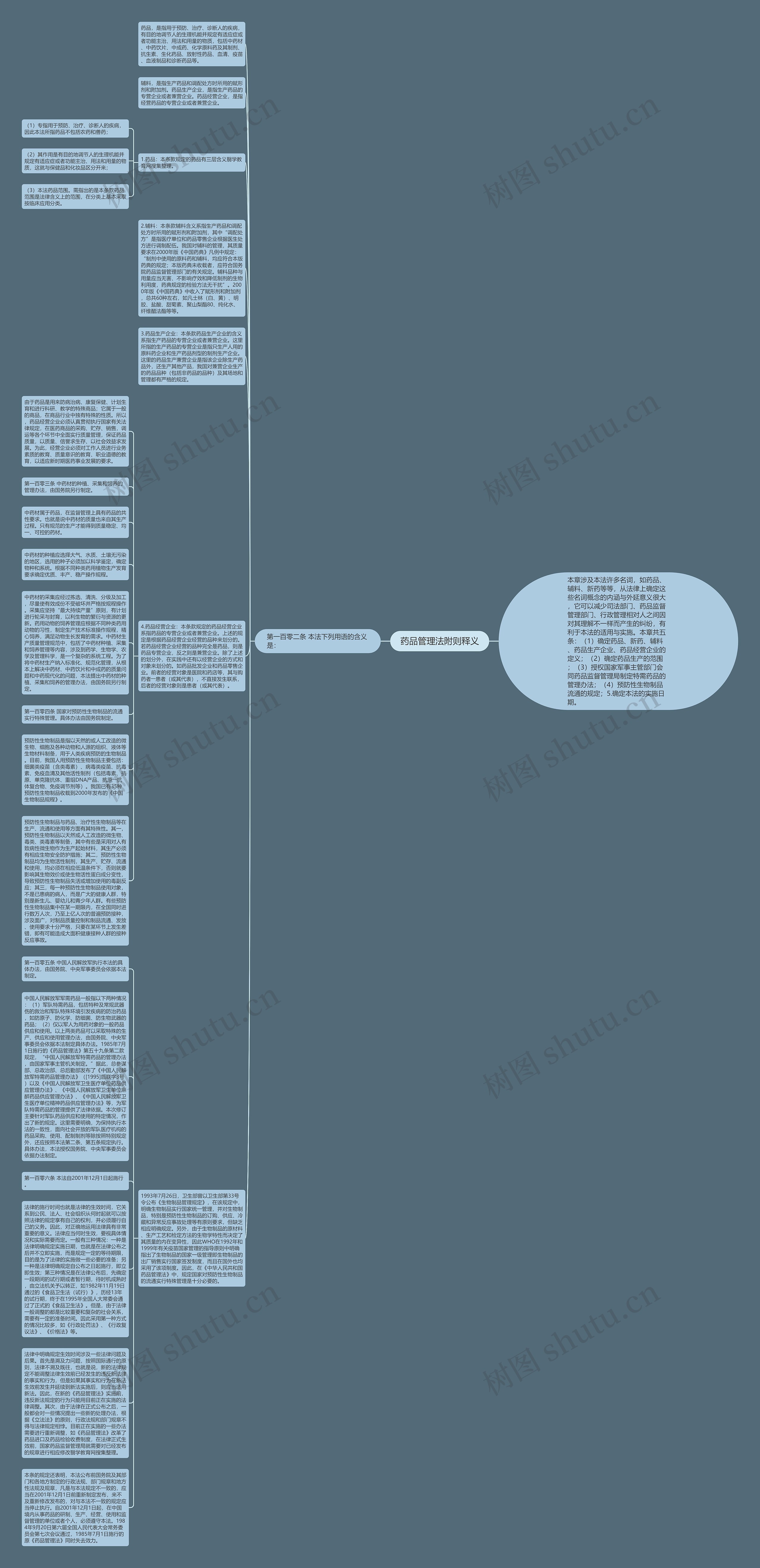 药品管理法附则释义思维导图