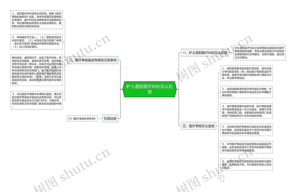 护士遇到医疗纠纷怎么处理思维导图_编号p7379017-TreeMind树图