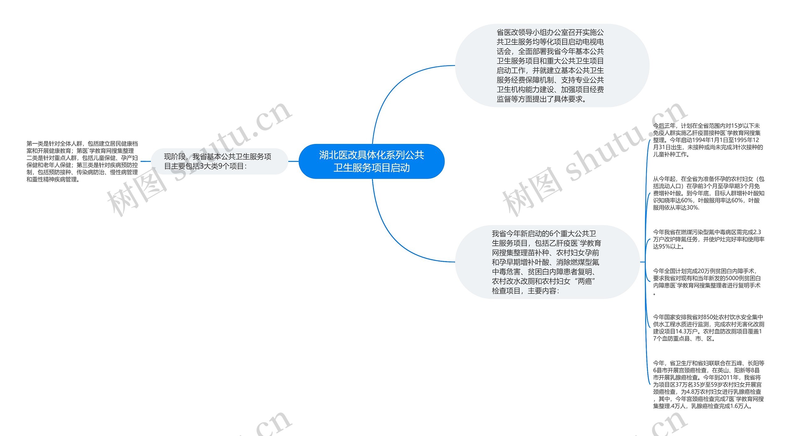 湖北医改具体化系列公共卫生服务项目启动思维导图