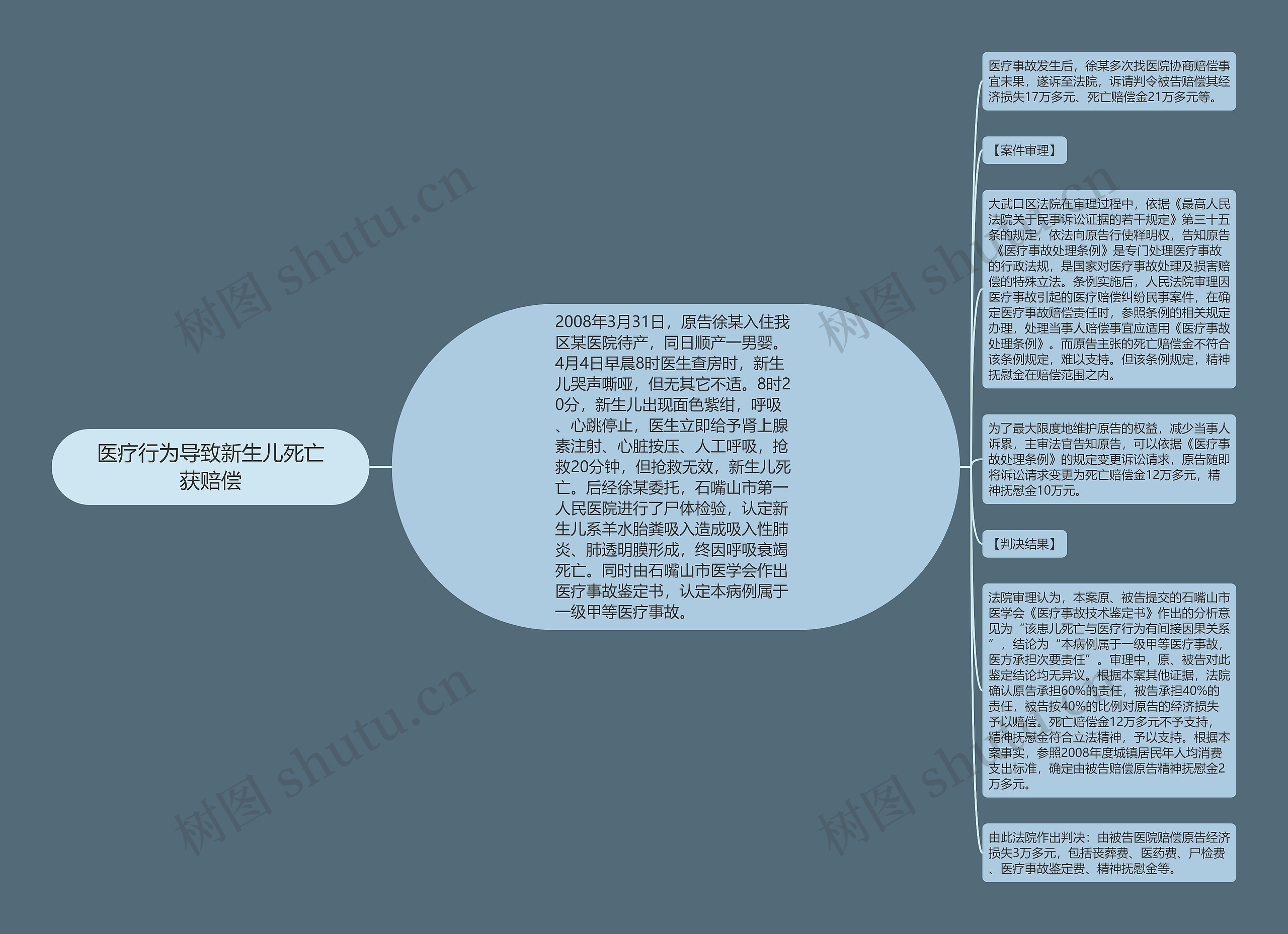 医疗行为导致新生儿死亡获赔偿思维导图