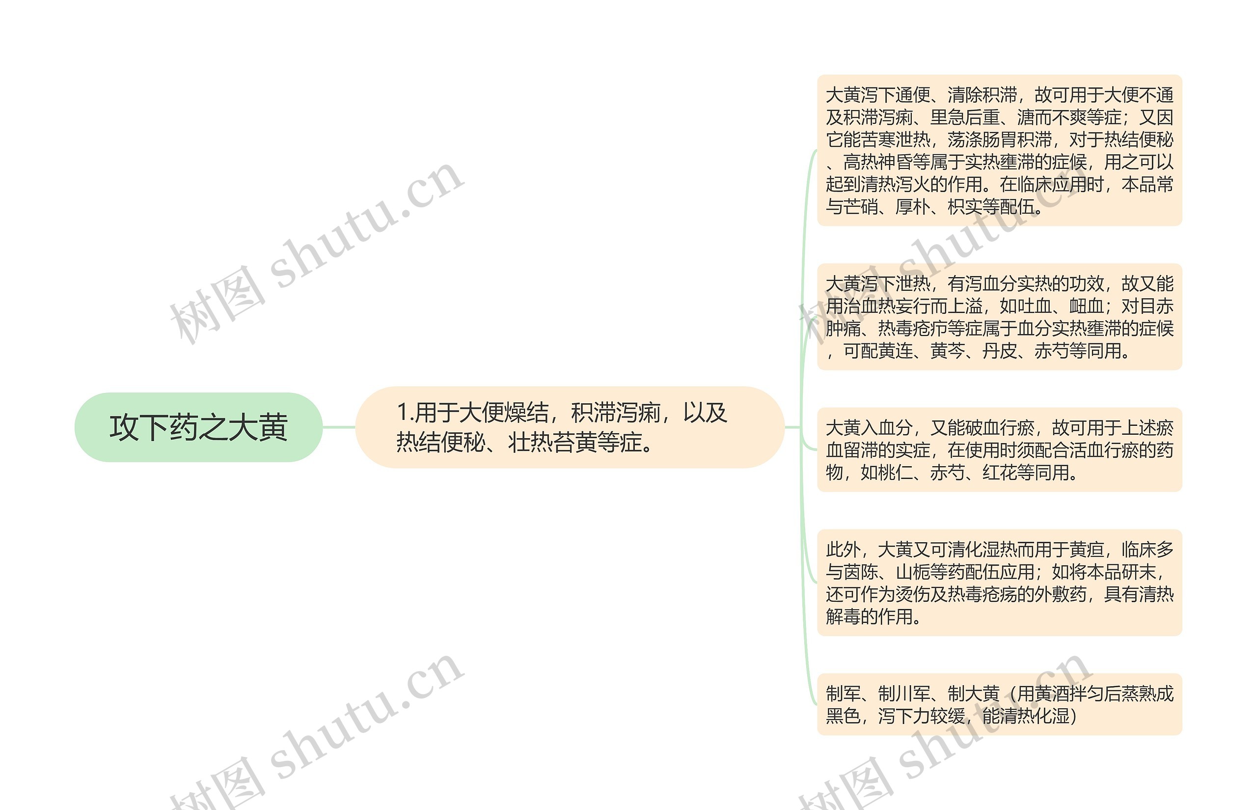 攻下药之大黄思维导图