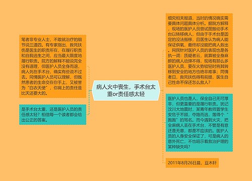 病人火中丧生，手术台太重or责任感太轻