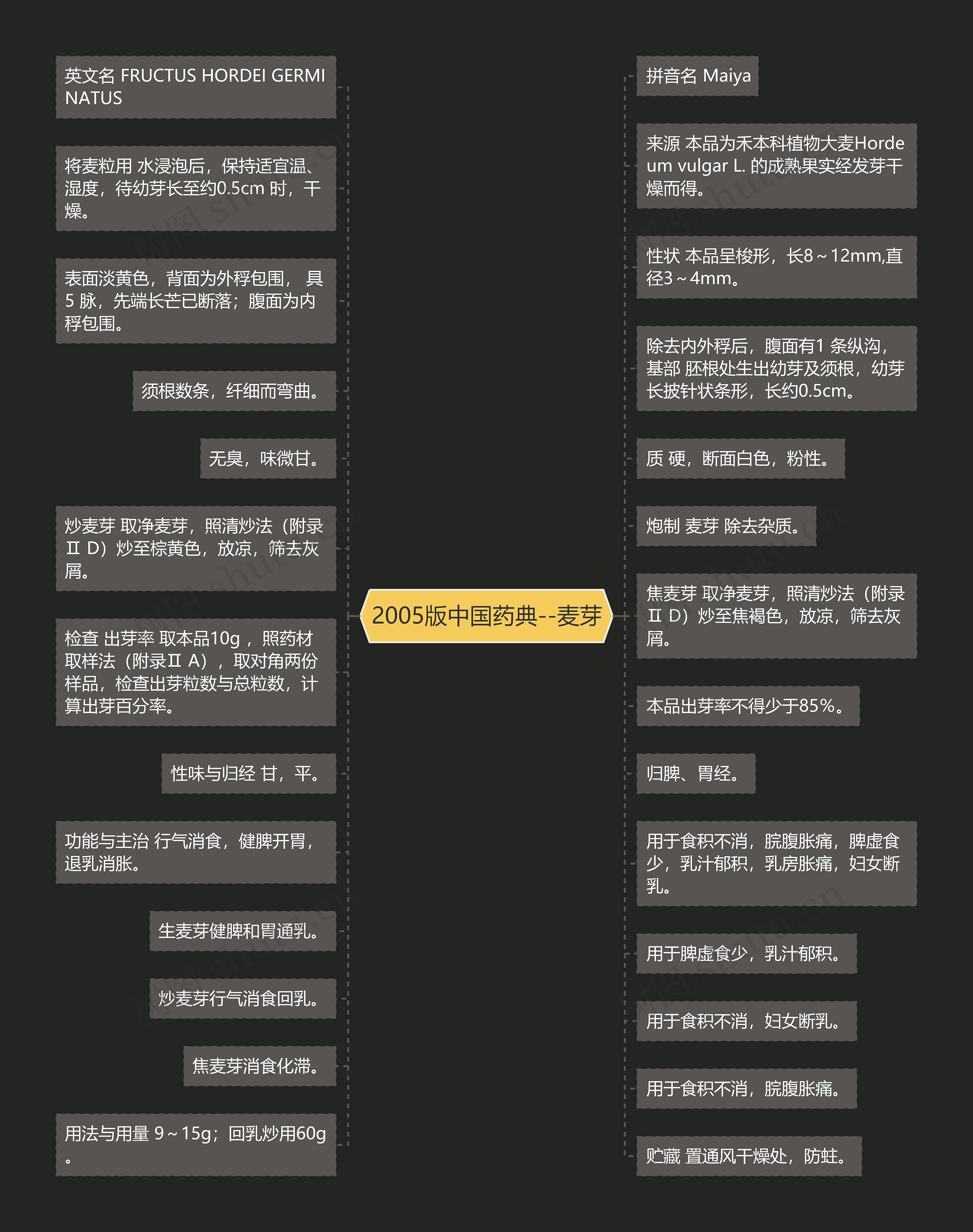 2005版中国药典--麦芽思维导图