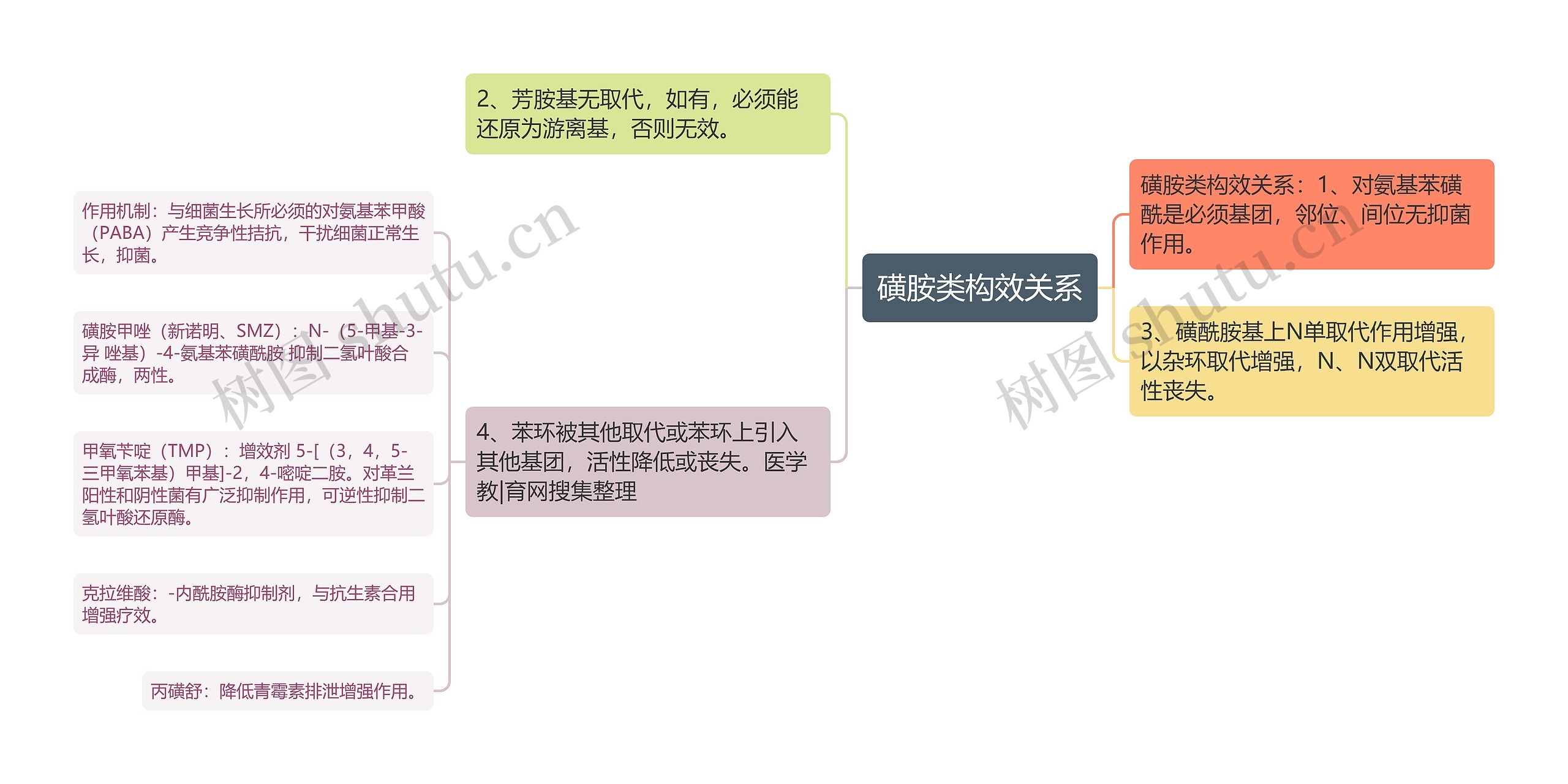 磺胺类构效关系思维导图