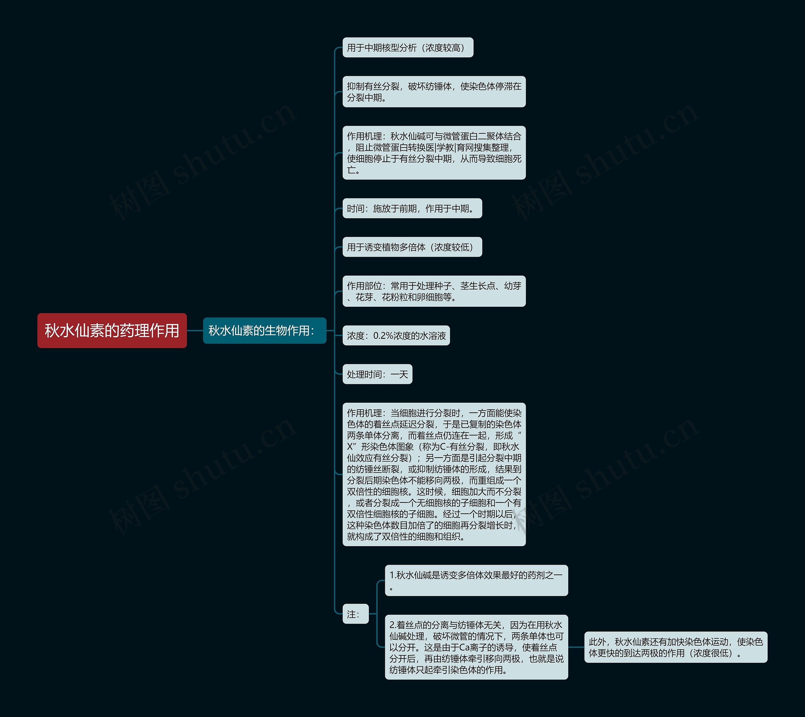 秋水仙素的药理作用思维导图