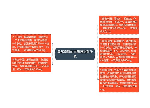 局部麻醉的常用药物有什么