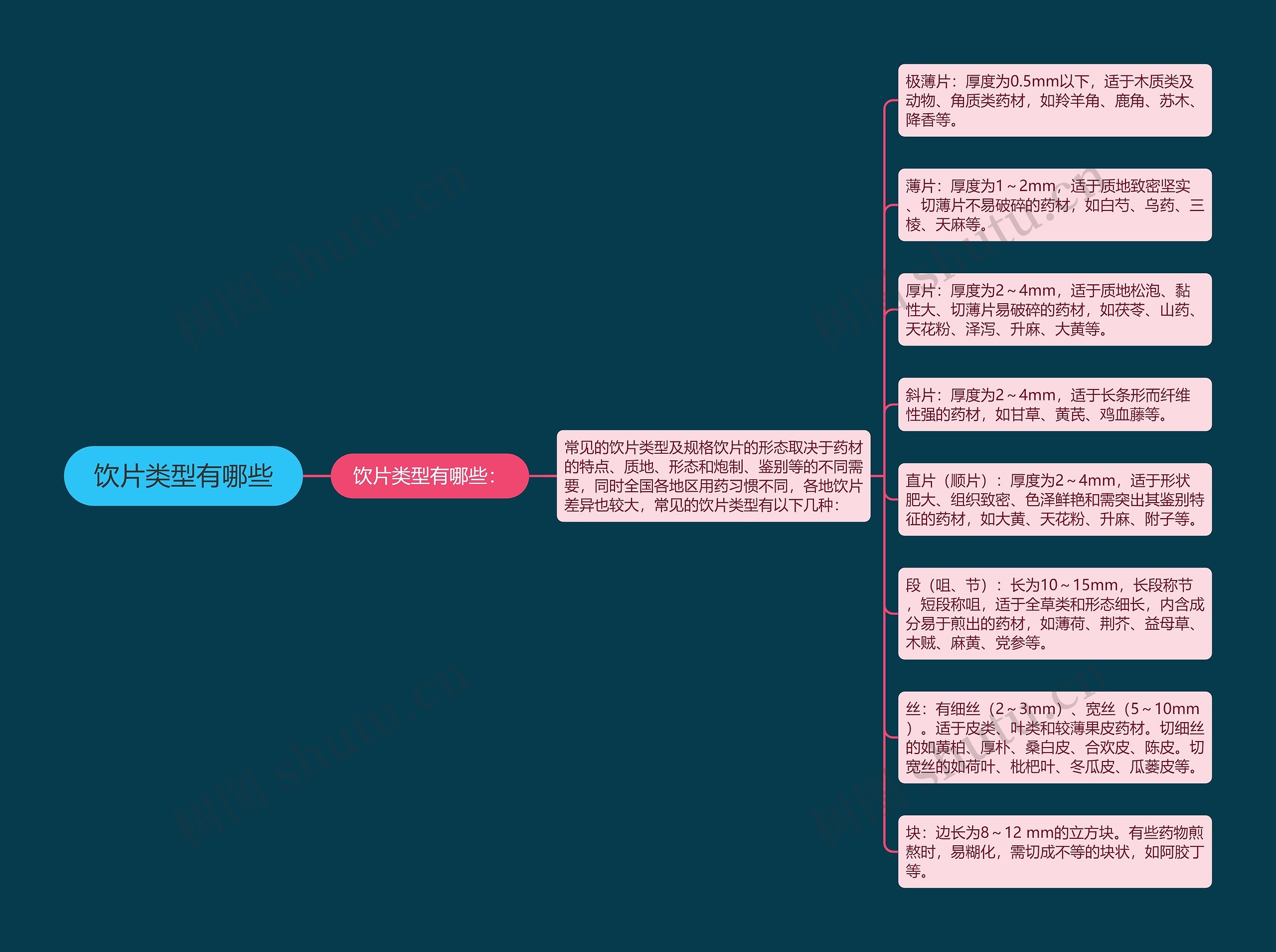 饮片类型有哪些思维导图