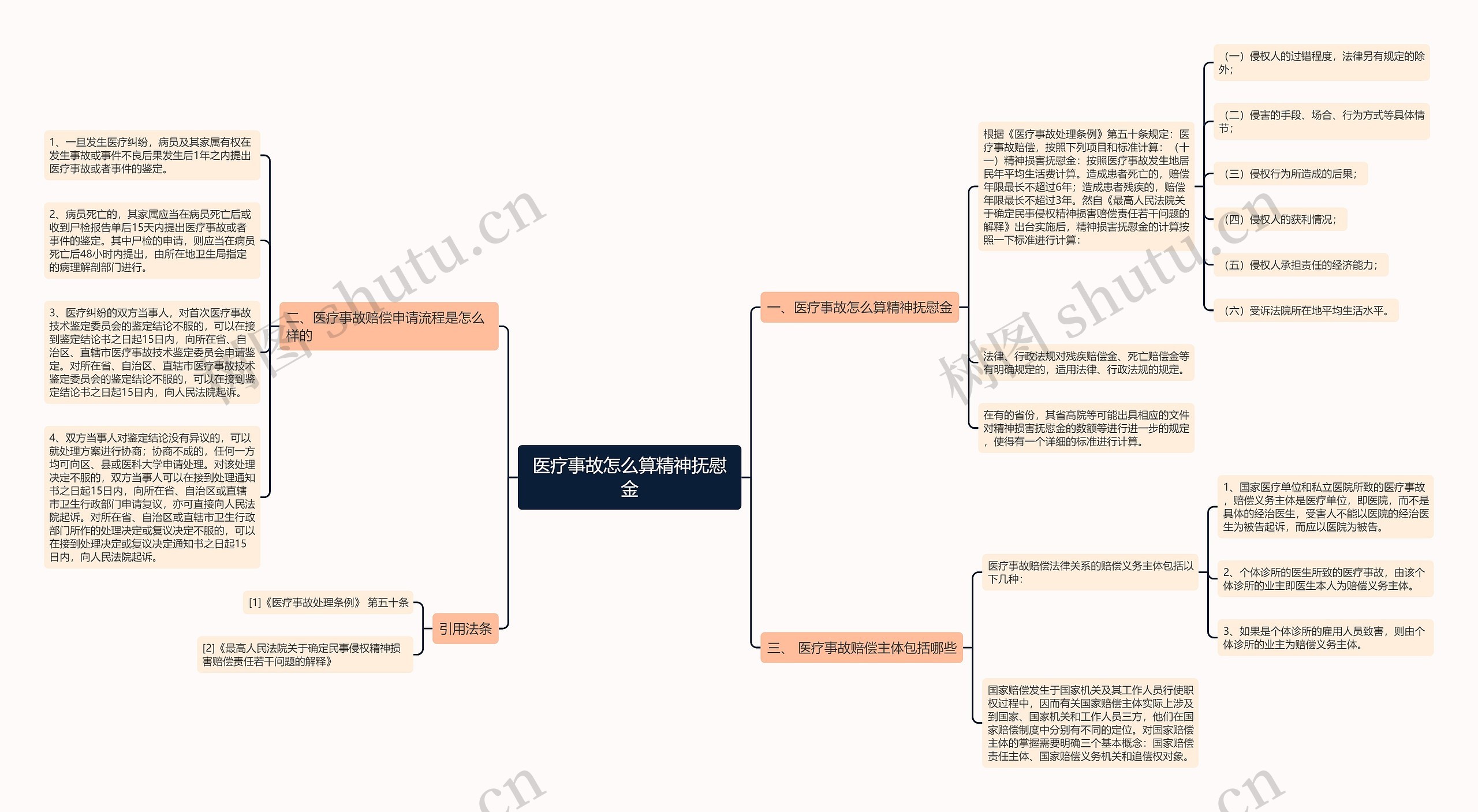 医疗事故怎么算精神抚慰金思维导图