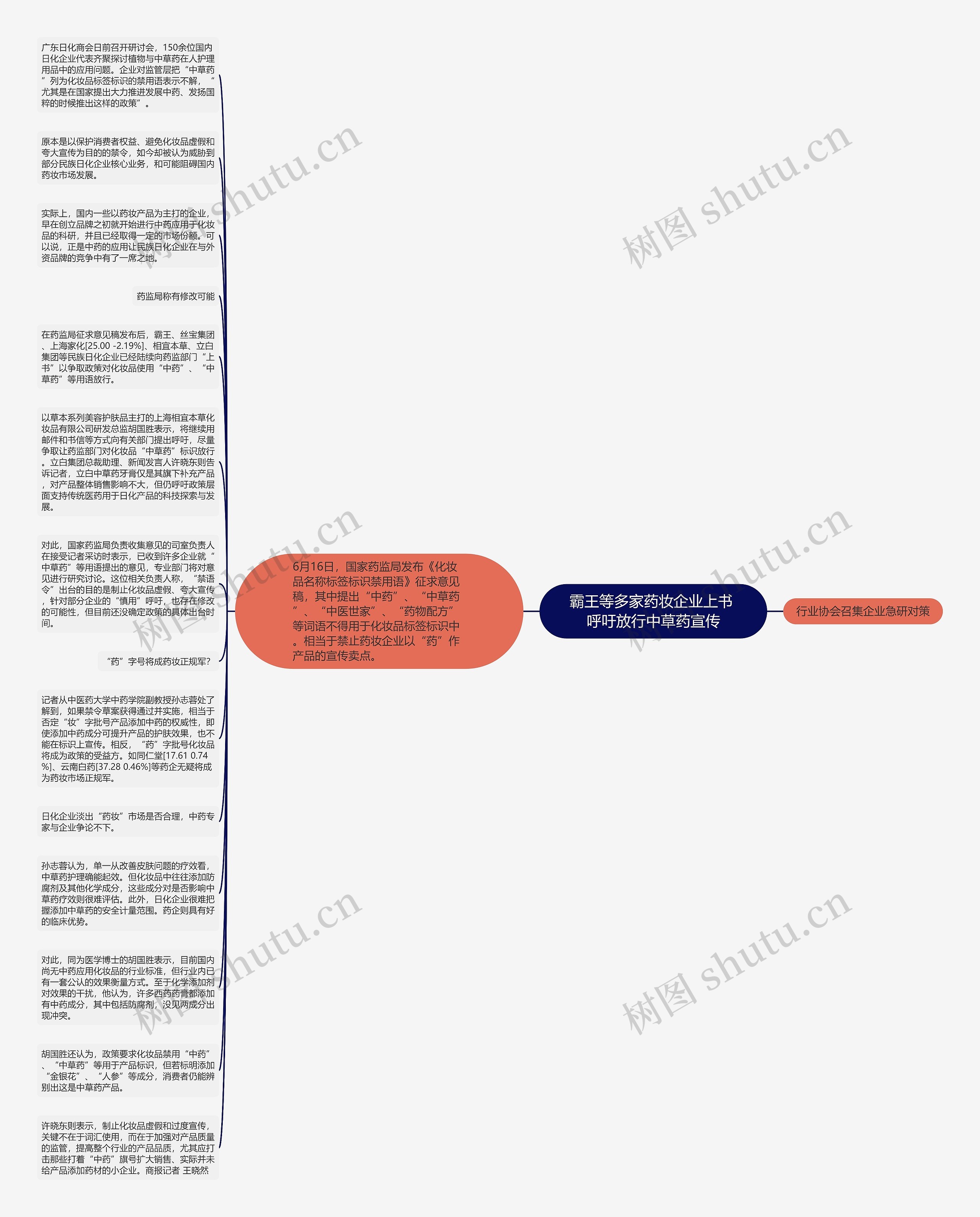 霸王等多家药妆企业上书 呼吁放行中草药宣传思维导图