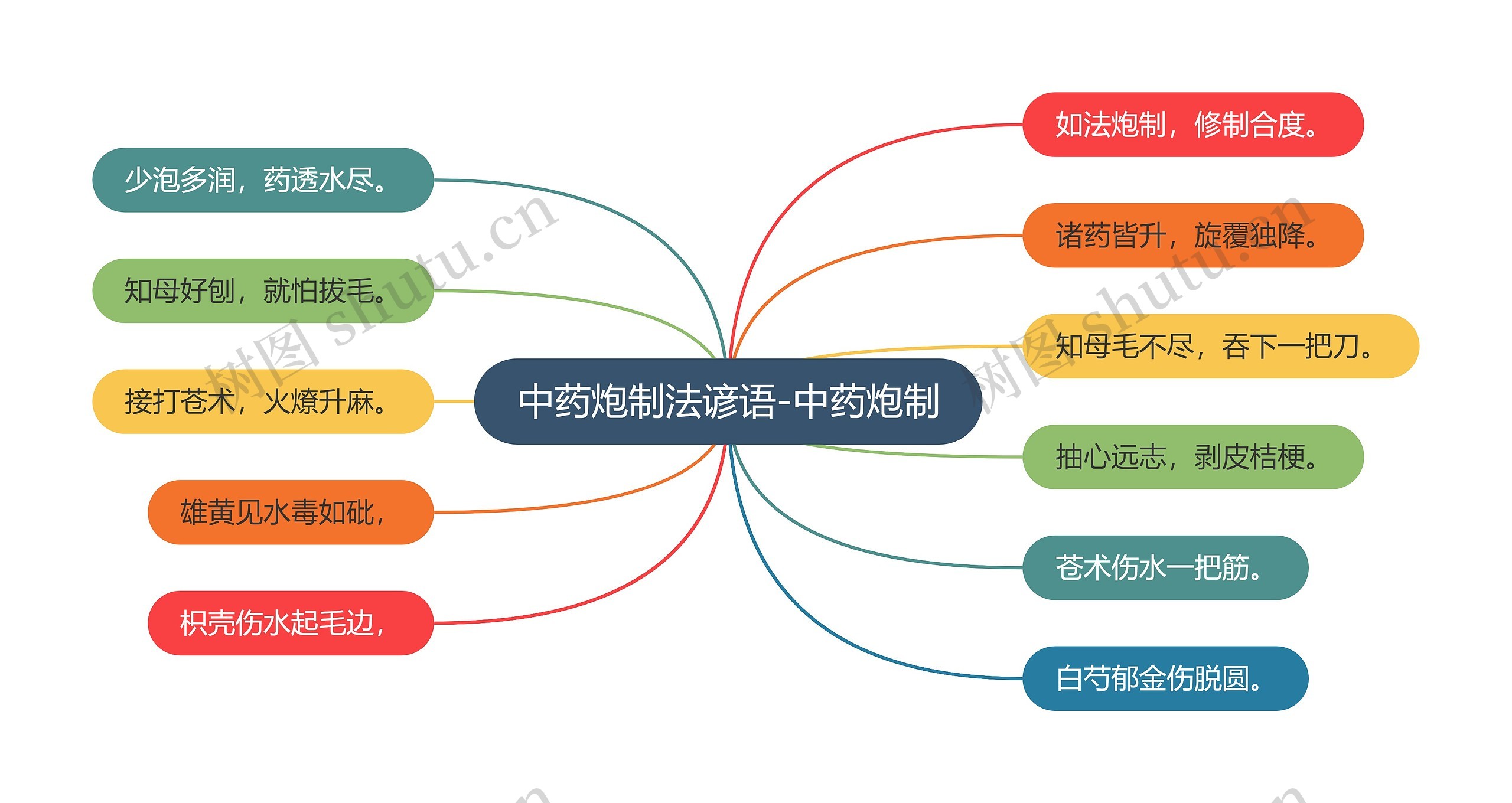 中药炮制法谚语-中药炮制思维导图