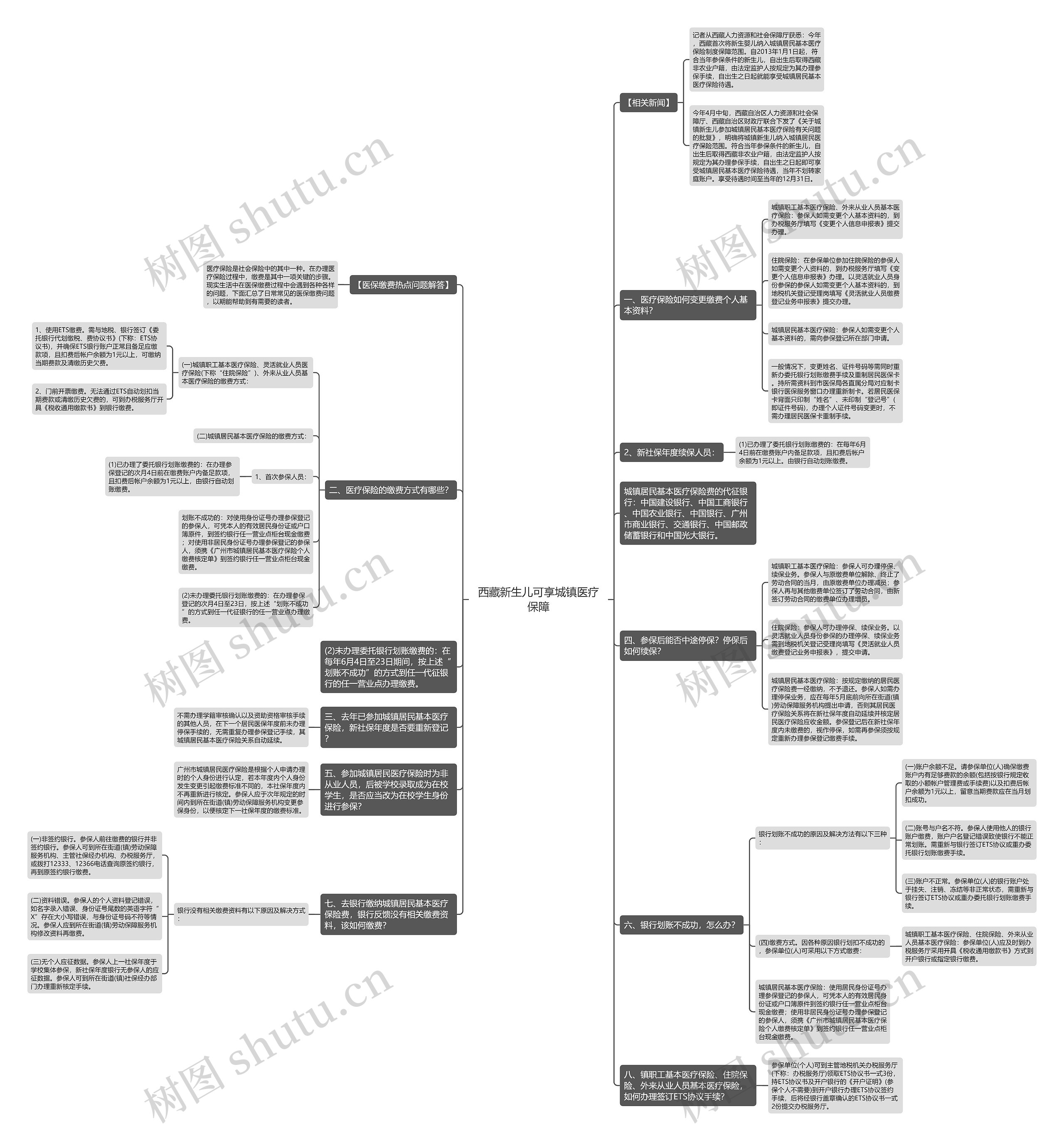 西藏新生儿可享城镇医疗保障思维导图