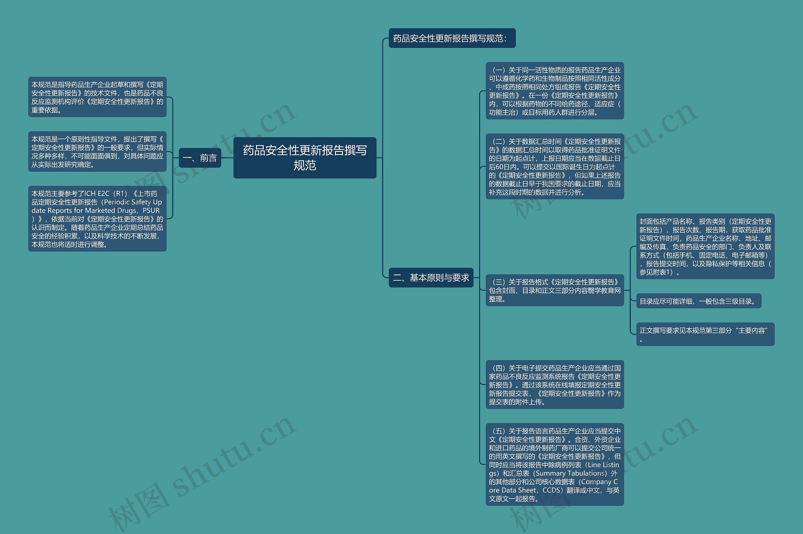 药品安全性更新报告撰写规范思维导图