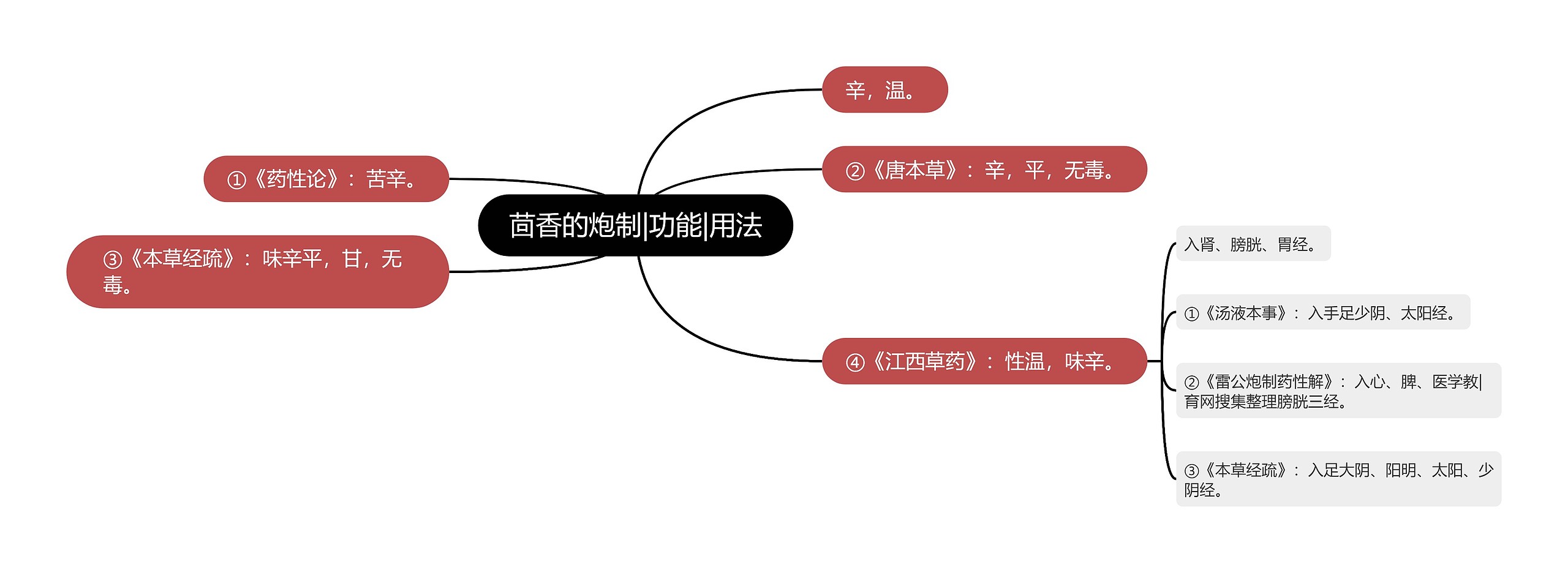 茴香的炮制|功能|用法思维导图