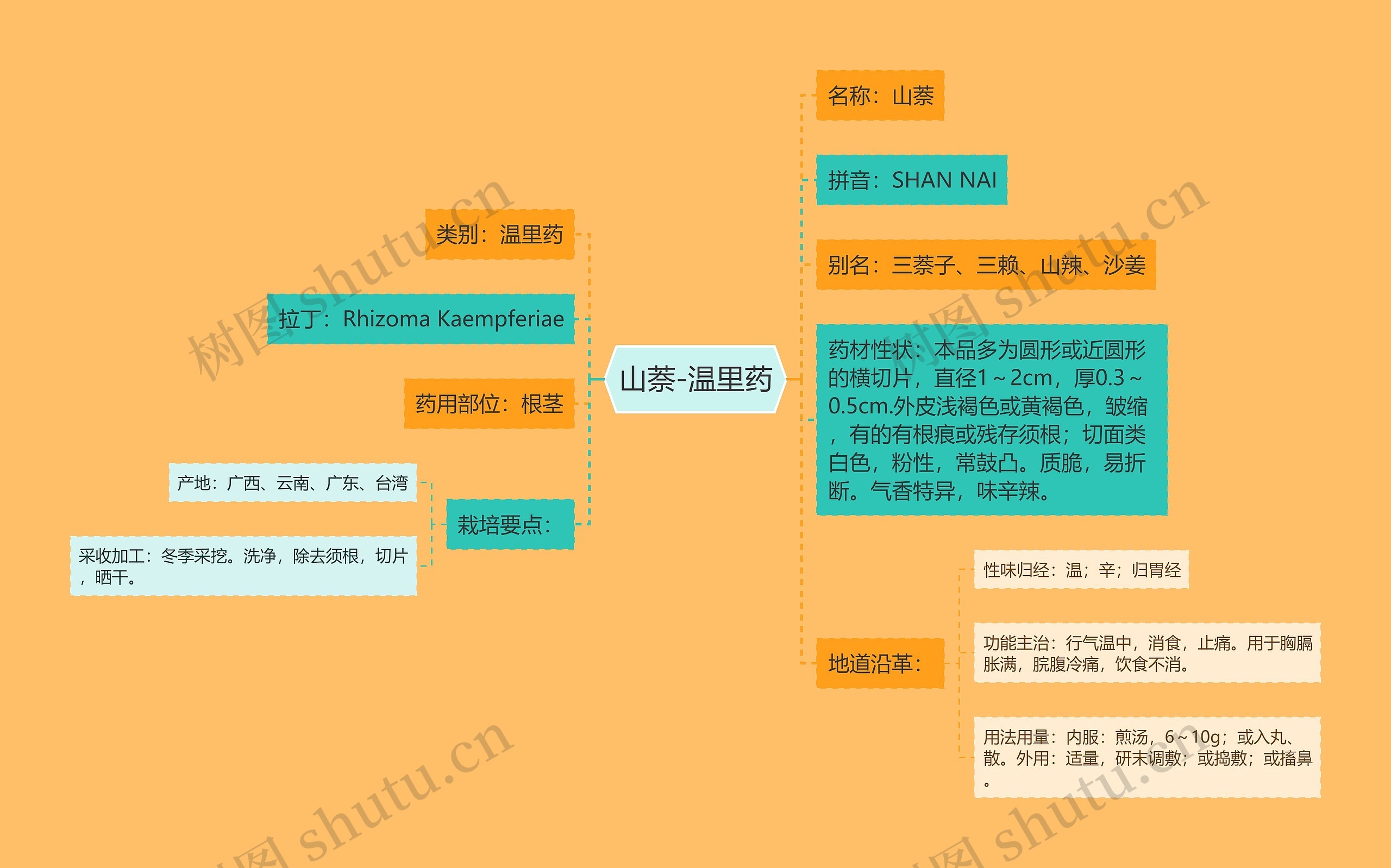 山萘-温里药思维导图