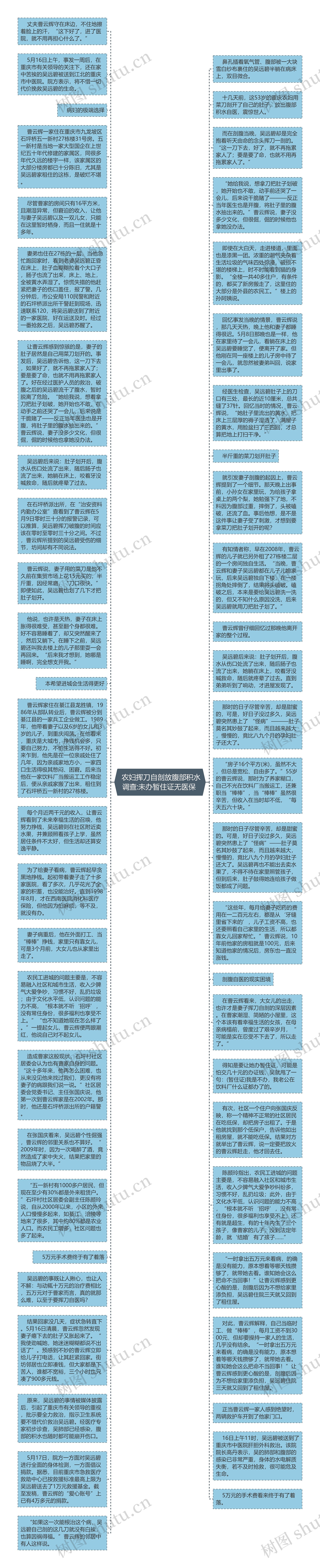  农妇挥刀自剖放腹部积水调查:未办暂住证无医保 思维导图