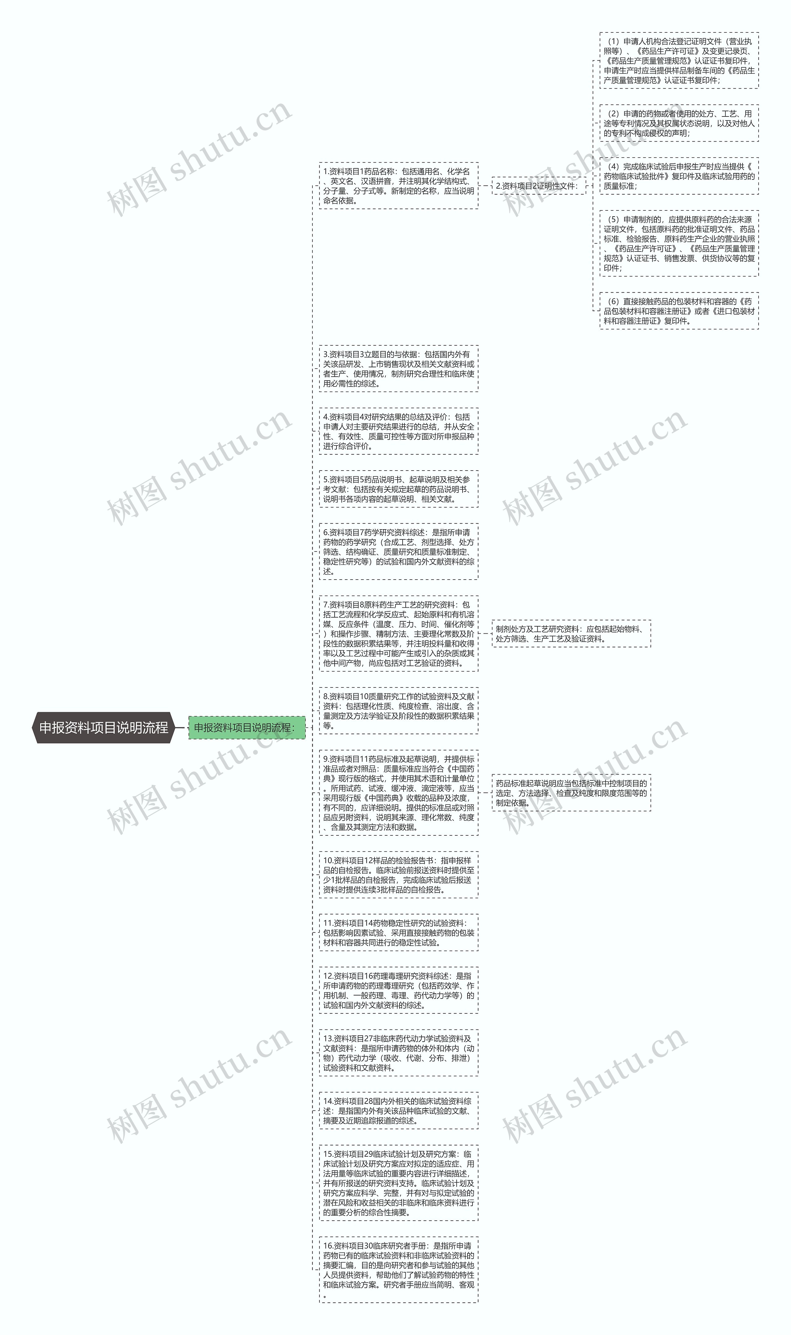 申报资料项目说明流程思维导图