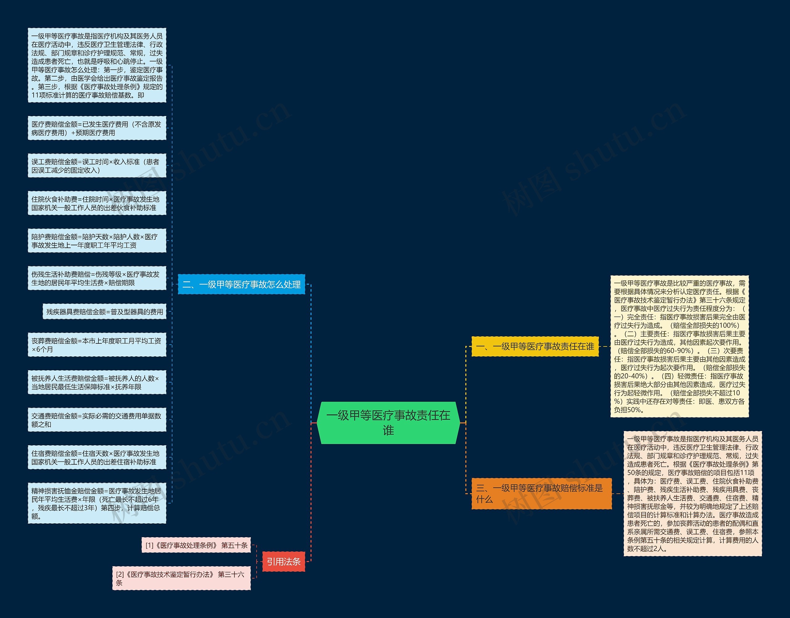 一级甲等医疗事故责任在谁思维导图