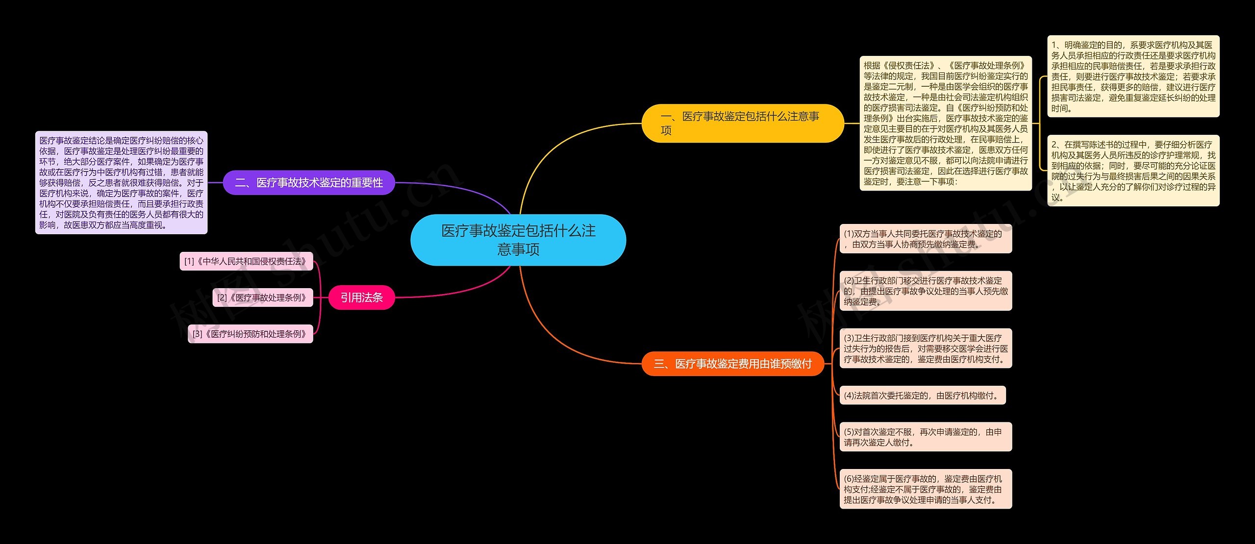 医疗事故鉴定包括什么注意事项思维导图