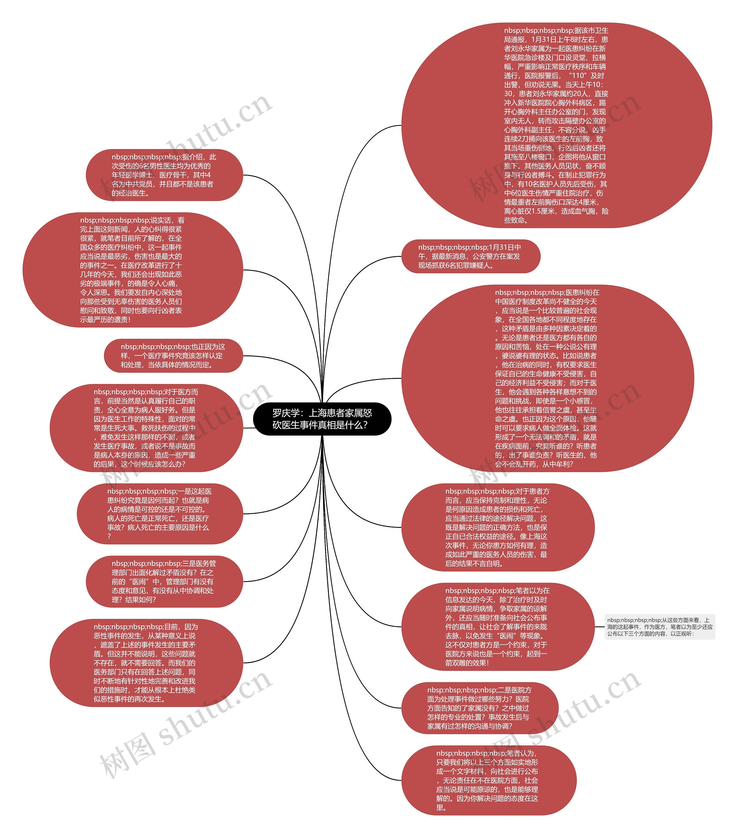 罗庆学：上海患者家属怒砍医生事件真相是什么？思维导图