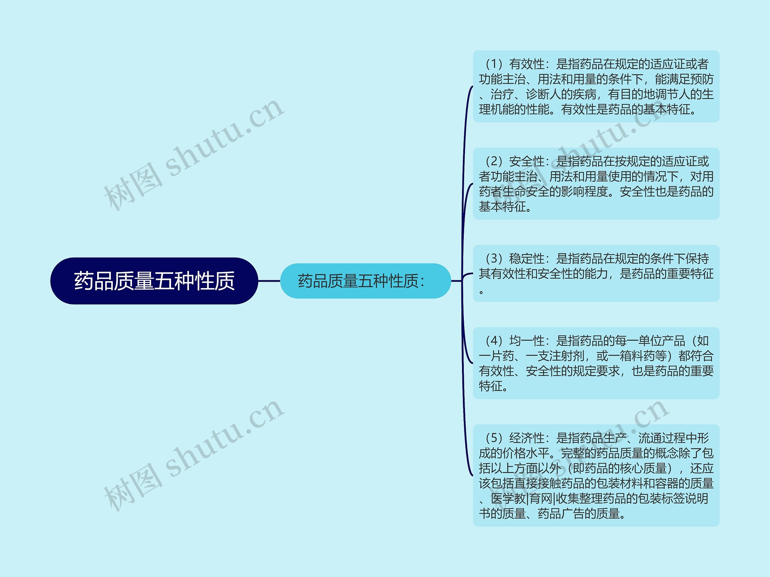 药品质量五种性质思维导图