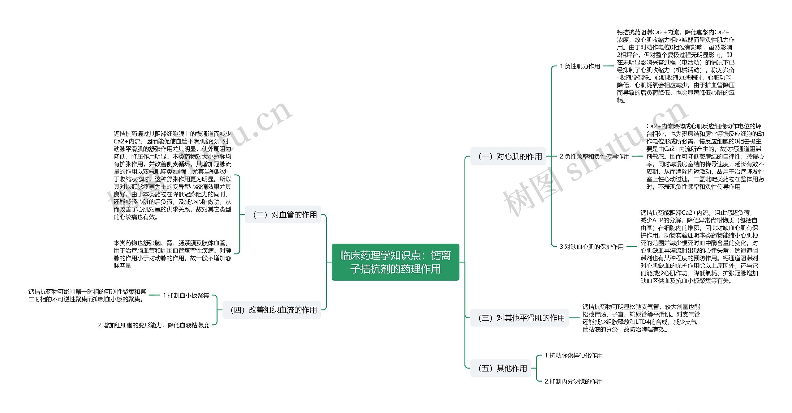 临床药理学知识点：钙离子拮抗剂的药理作用思维导图