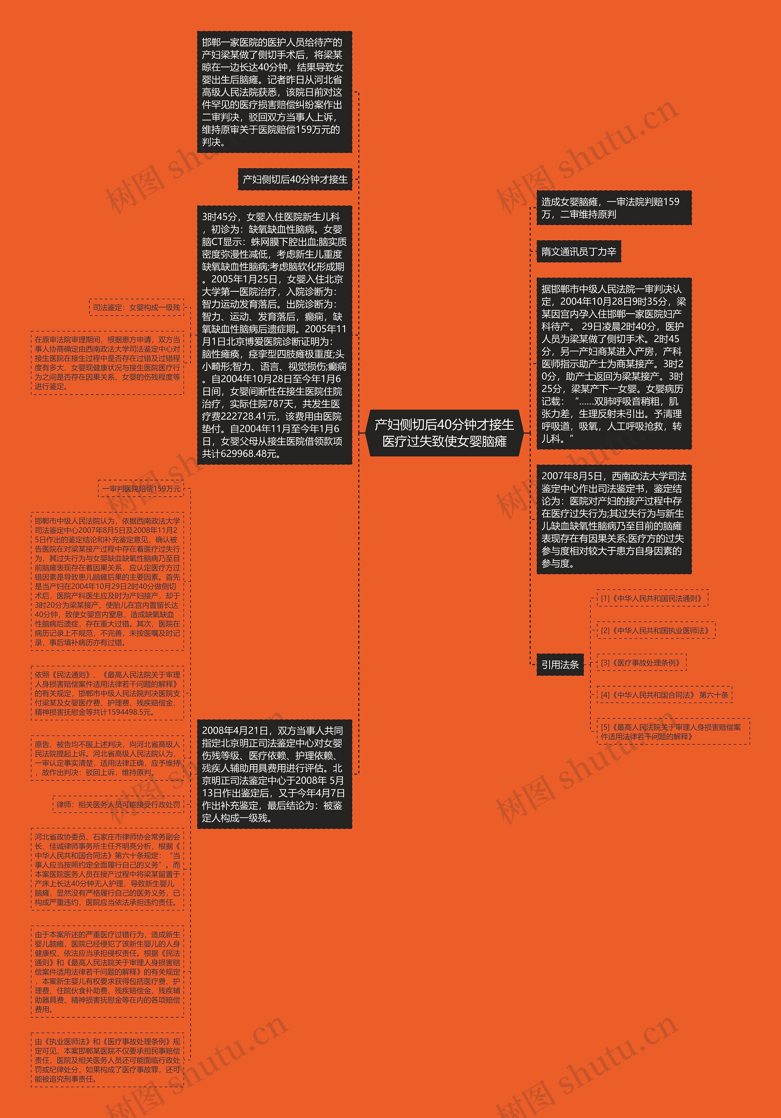 产妇侧切后40分钟才接生医疗过失致使女婴脑瘫思维导图