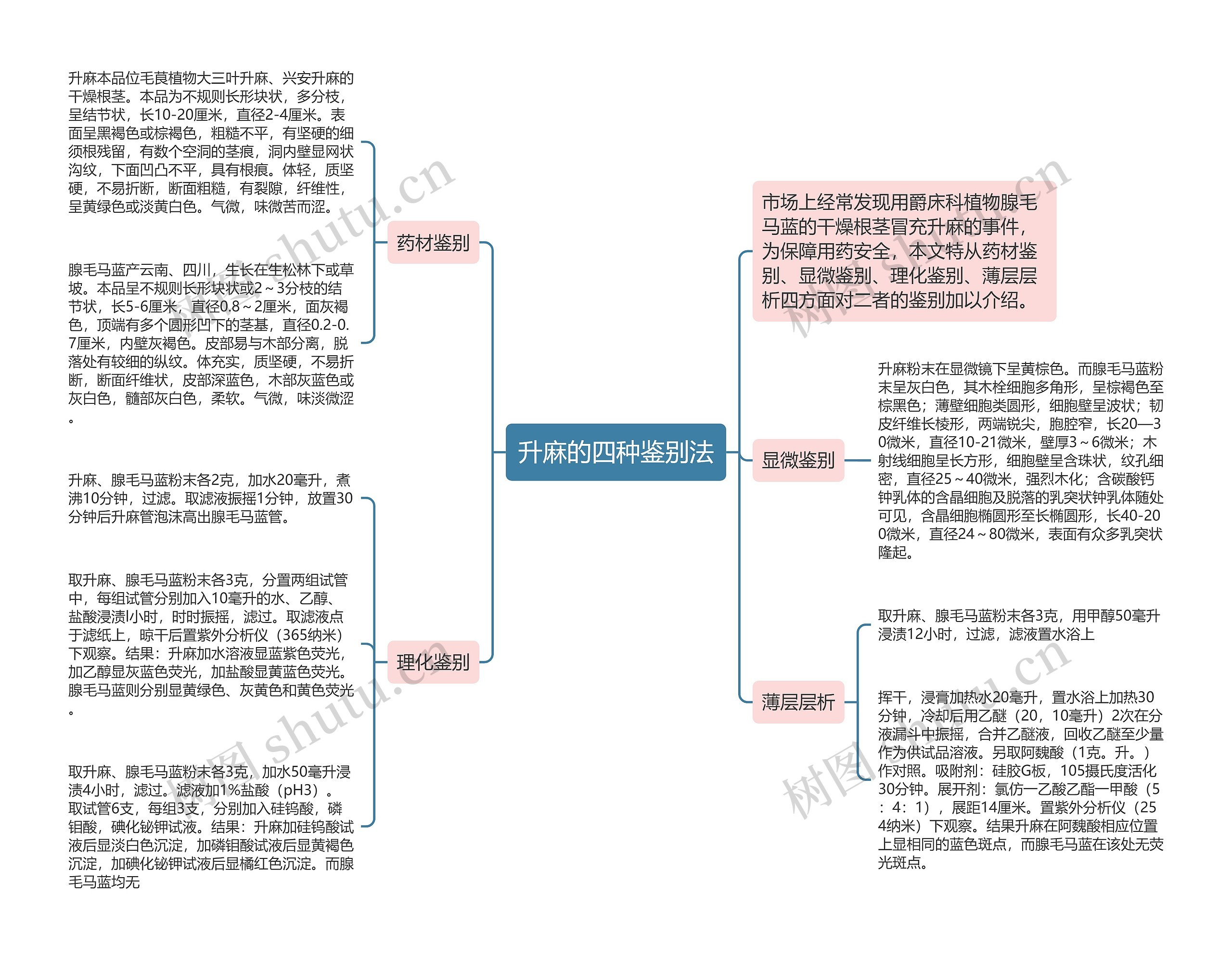 升麻的四种鉴别法思维导图