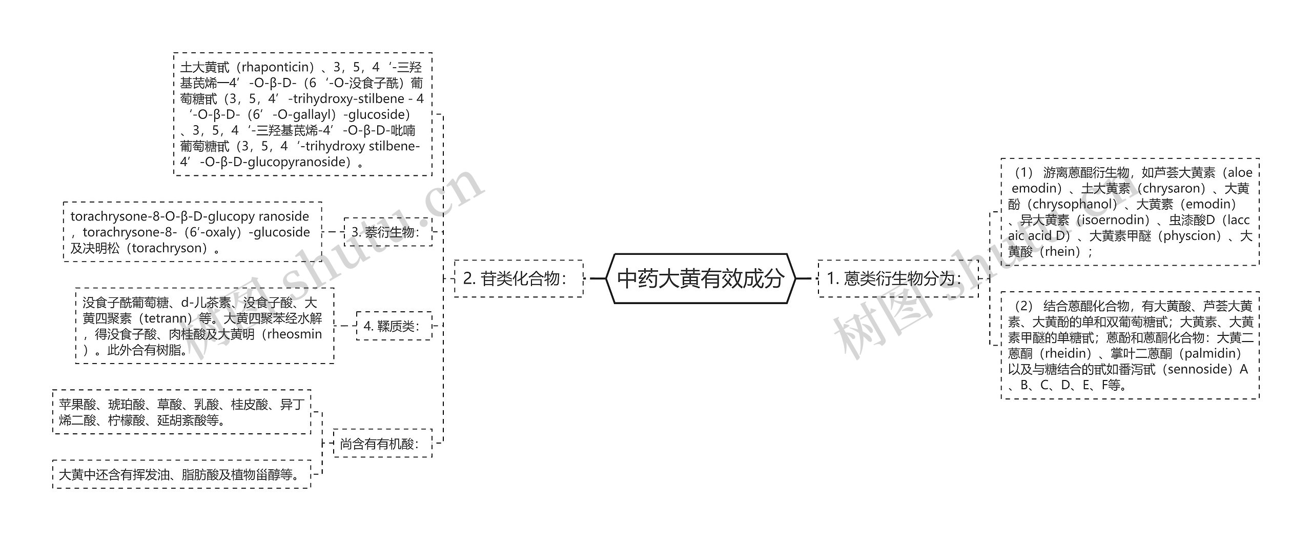 中药大黄有效成分思维导图