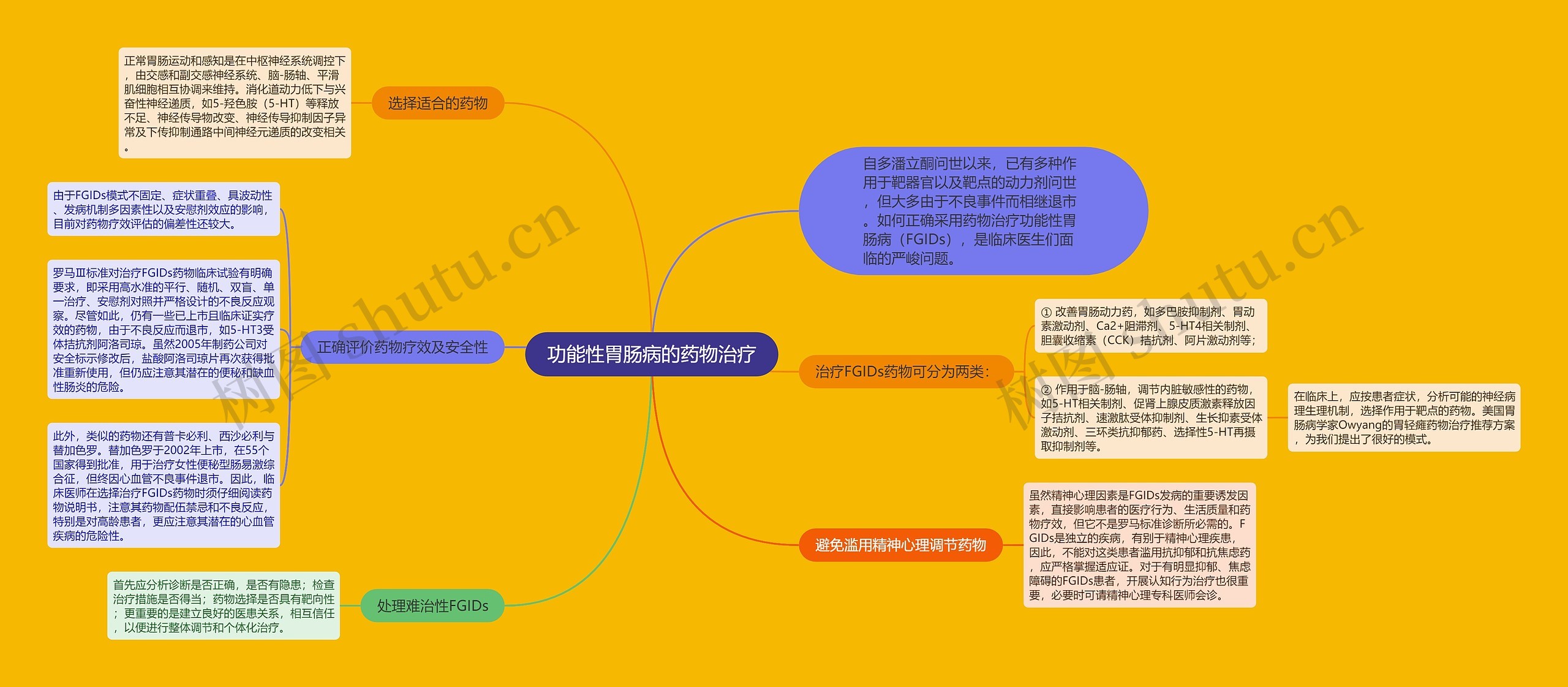 功能性胃肠病的药物治疗思维导图