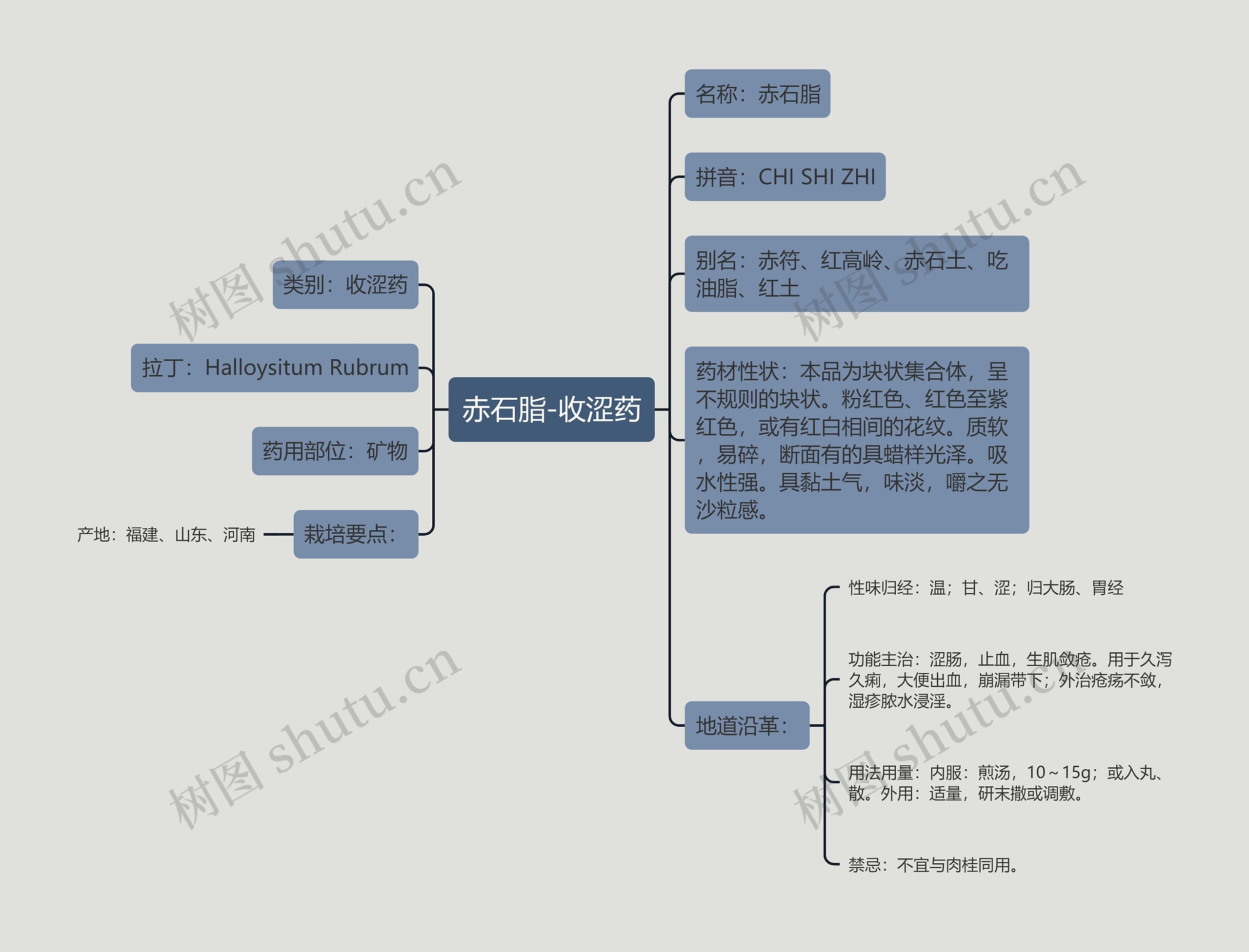 赤石脂-收涩药思维导图