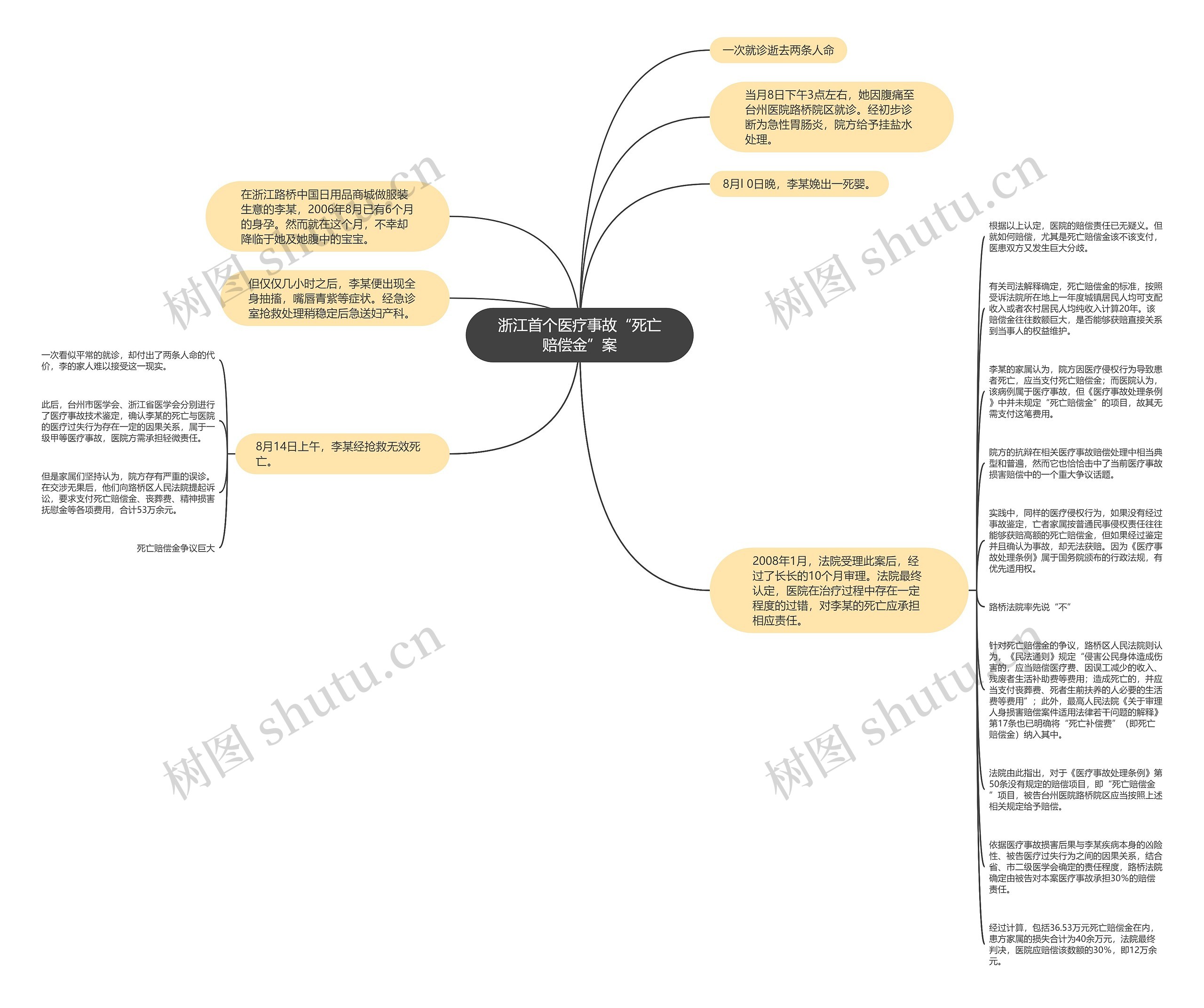 浙江首个医疗事故“死亡赔偿金”案思维导图