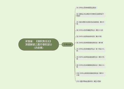 梁慧星：《侵权责任法》深度解读之医疗侵权部分（讲座稿）