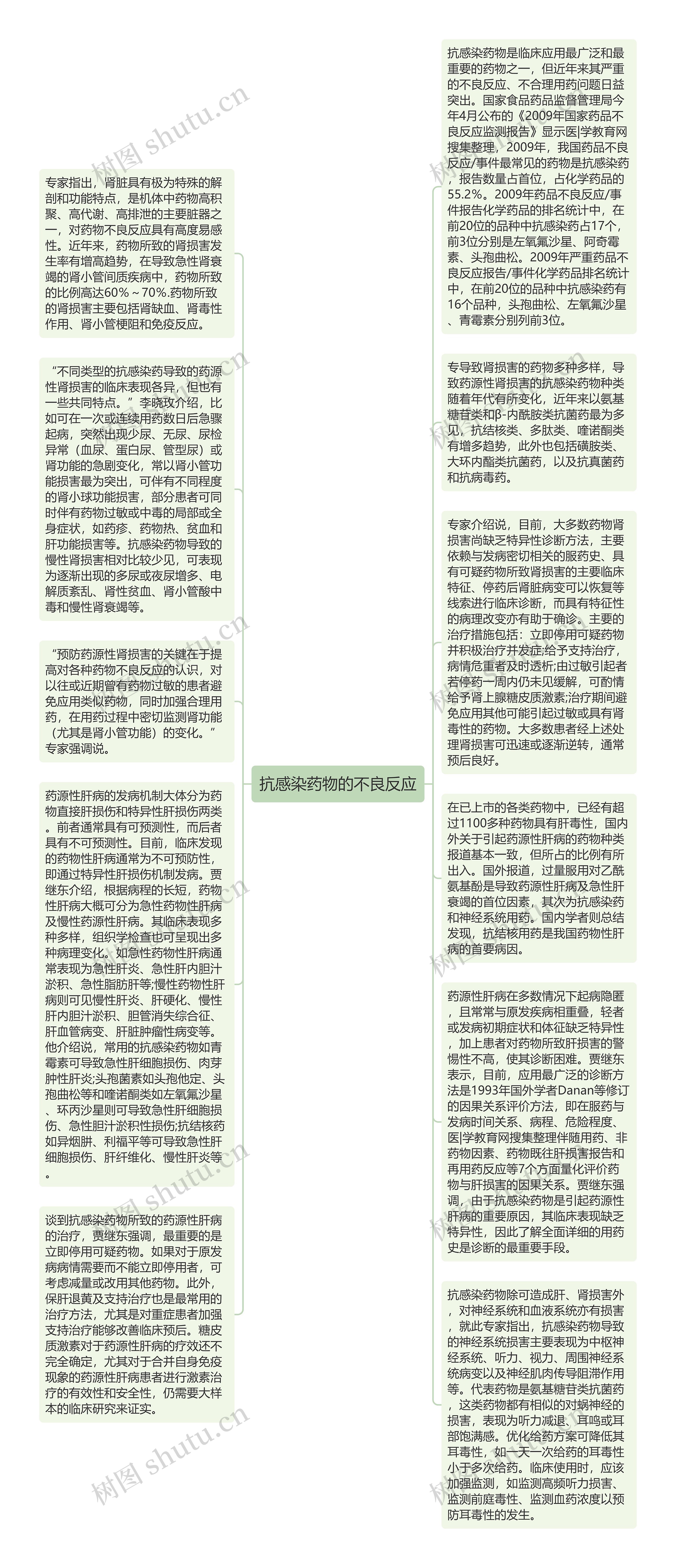 抗感染药物的不良反应思维导图