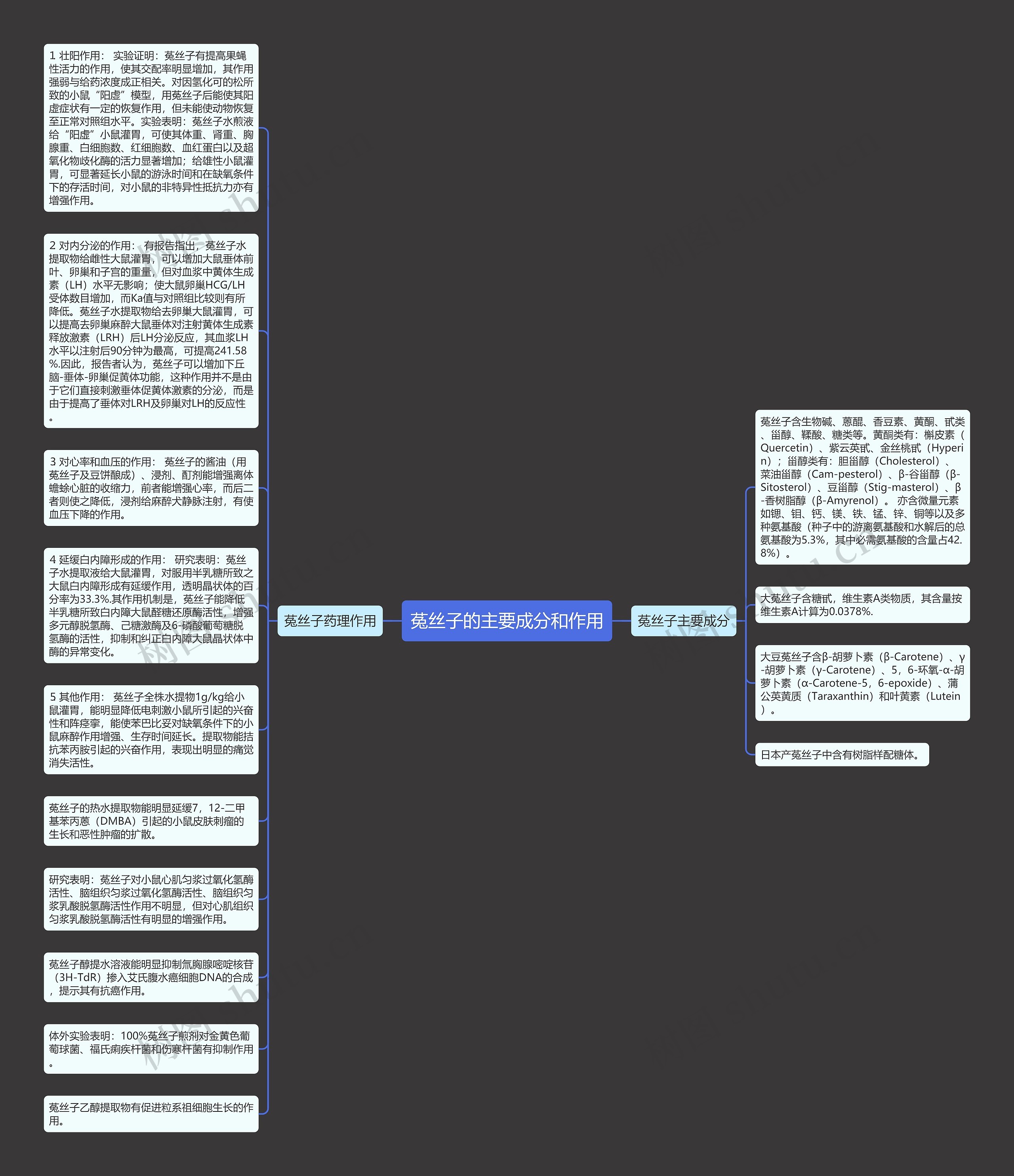 菟丝子的主要成分和作用思维导图