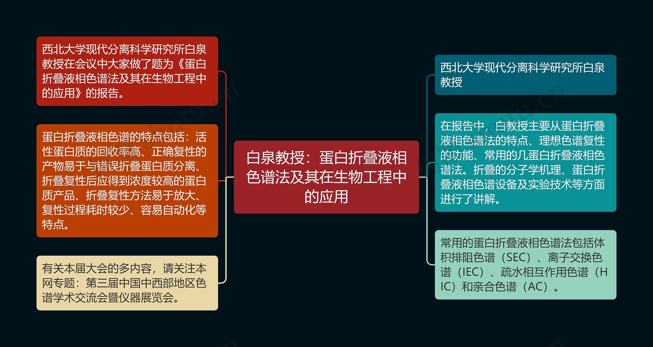 白泉教授：蛋白折叠液相色谱法及其在生物工程中的应用思维导图