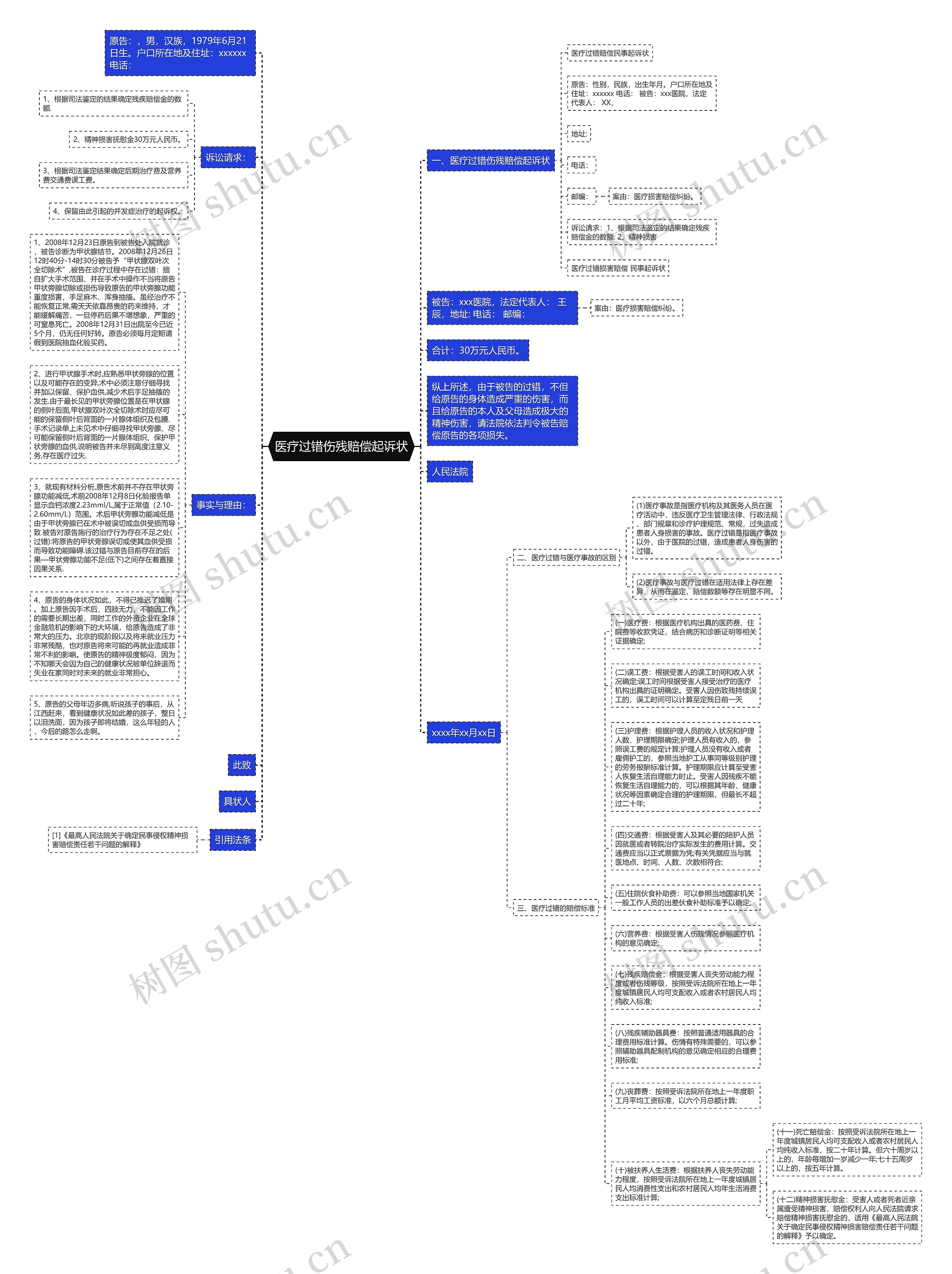 医疗过错伤残赔偿起诉状思维导图