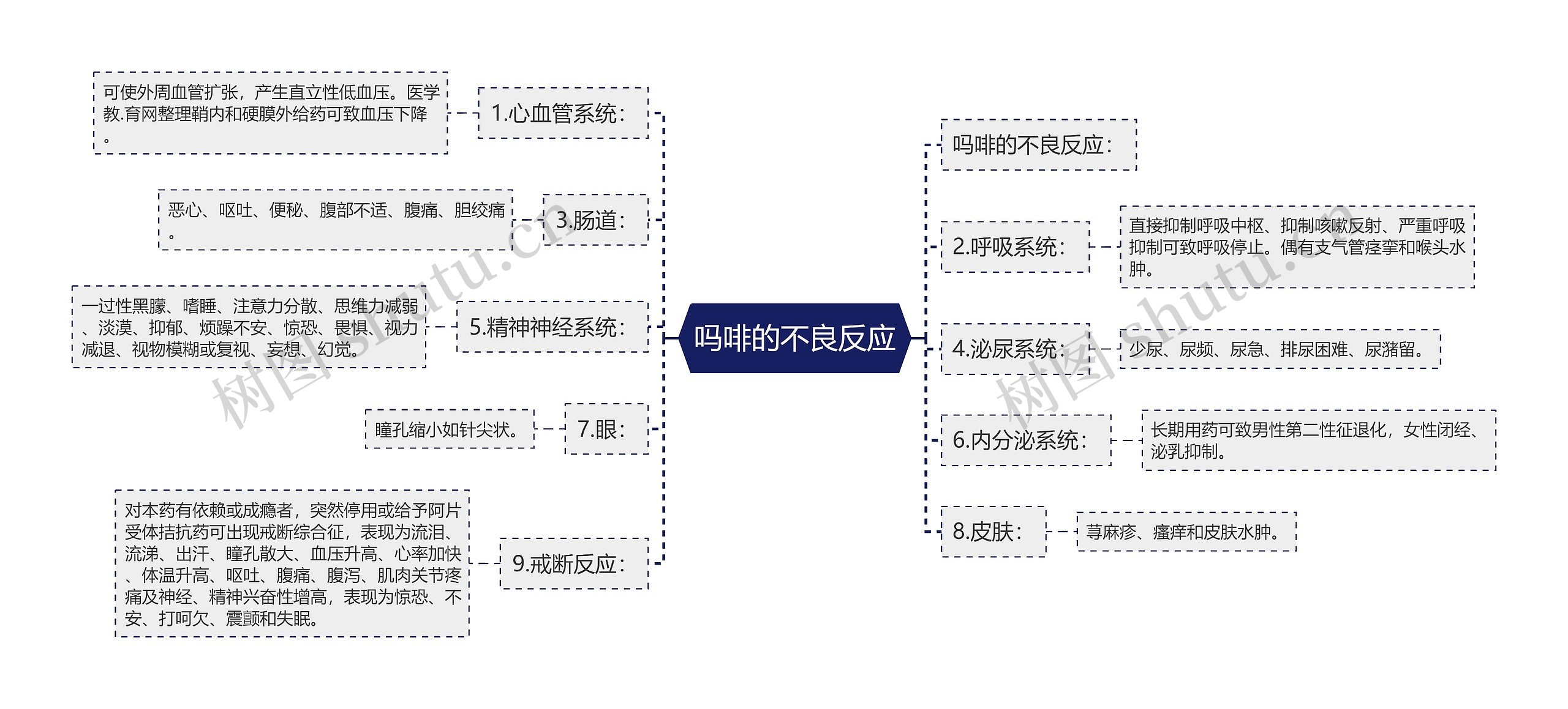 吗啡的不良反应思维导图